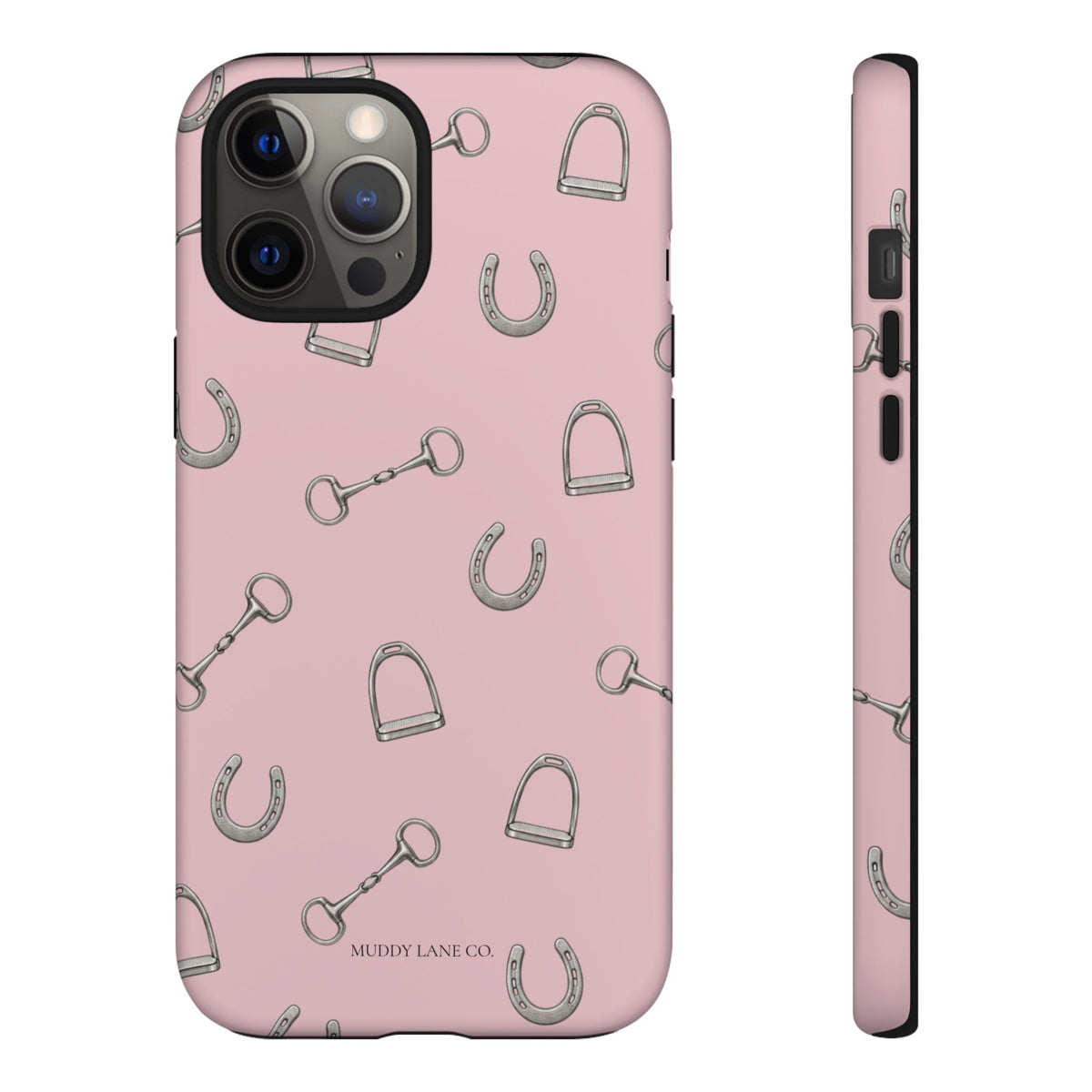 Tack Room Pattern Tough Phone Case in Soft Rosette Pink Matte