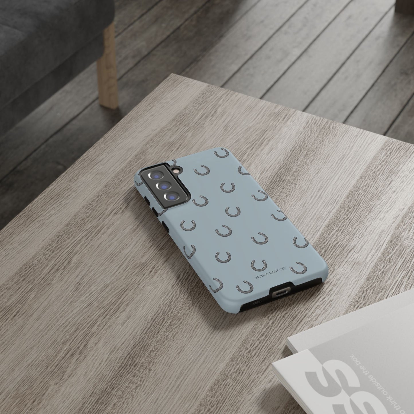 Horseshoe Pattern Tough Phone Case in Dusty Blue Matte