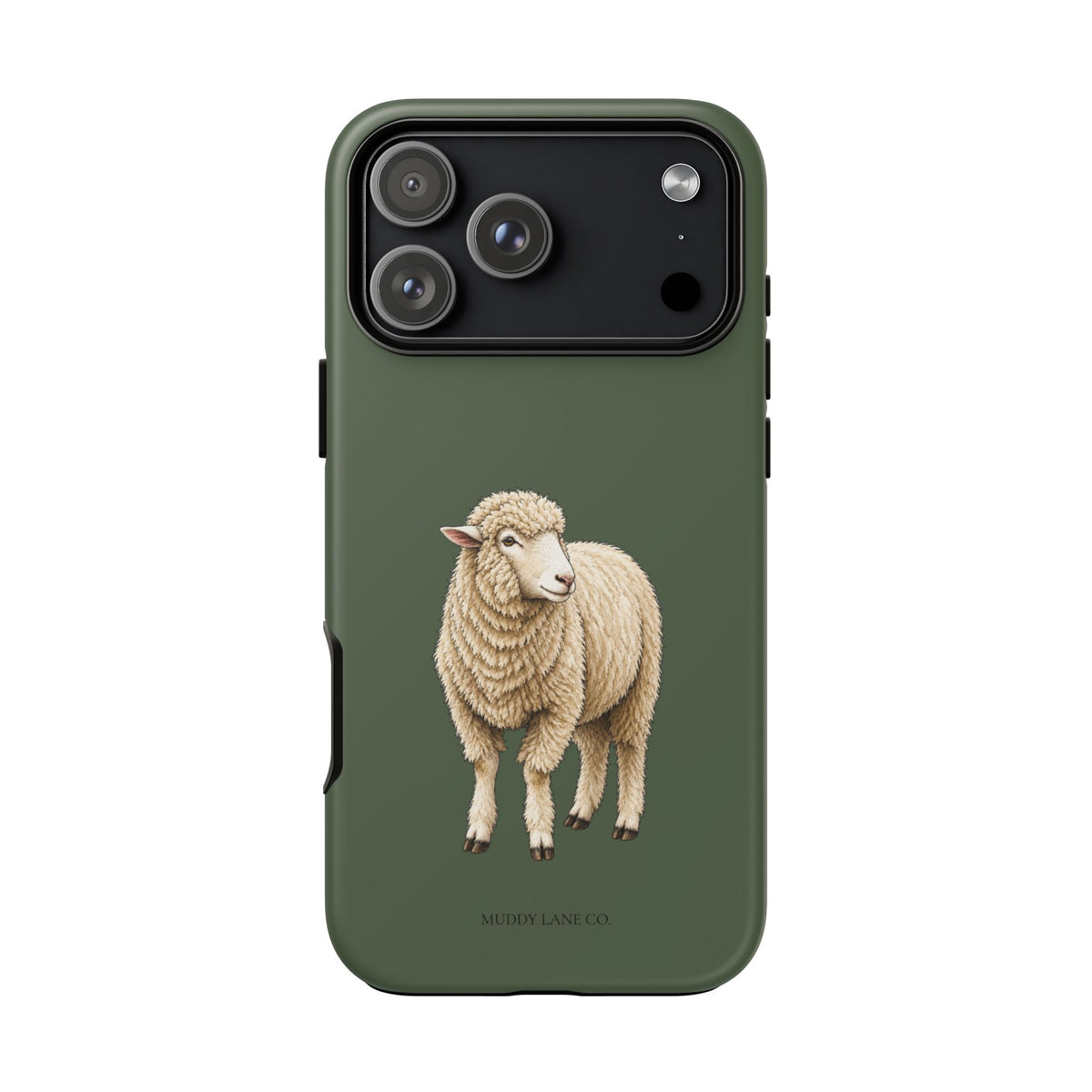 Sheep Tough Phone Case in Forest Green Matte
