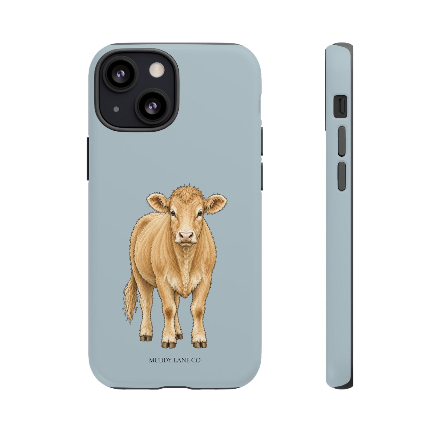 Farm Cow Tough Phone Case in Dusty Blue Matte