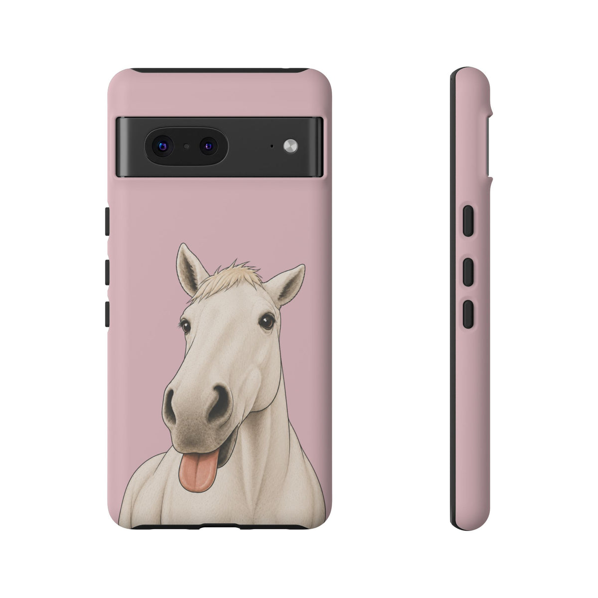 Silly White Horse Tough Phone Case in Soft Rosette Pink Matte