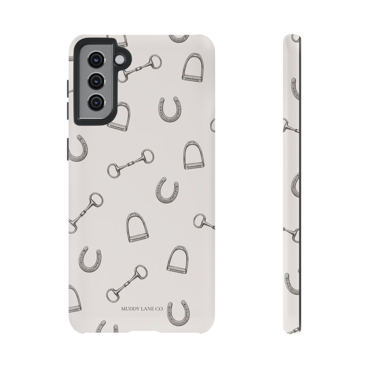Tack Room Pattern Tough Phone Case in Warm Cream Matte