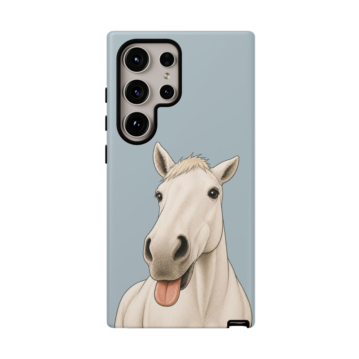 Silly White Horse Tough Phone Case in Dusty Blue Matte