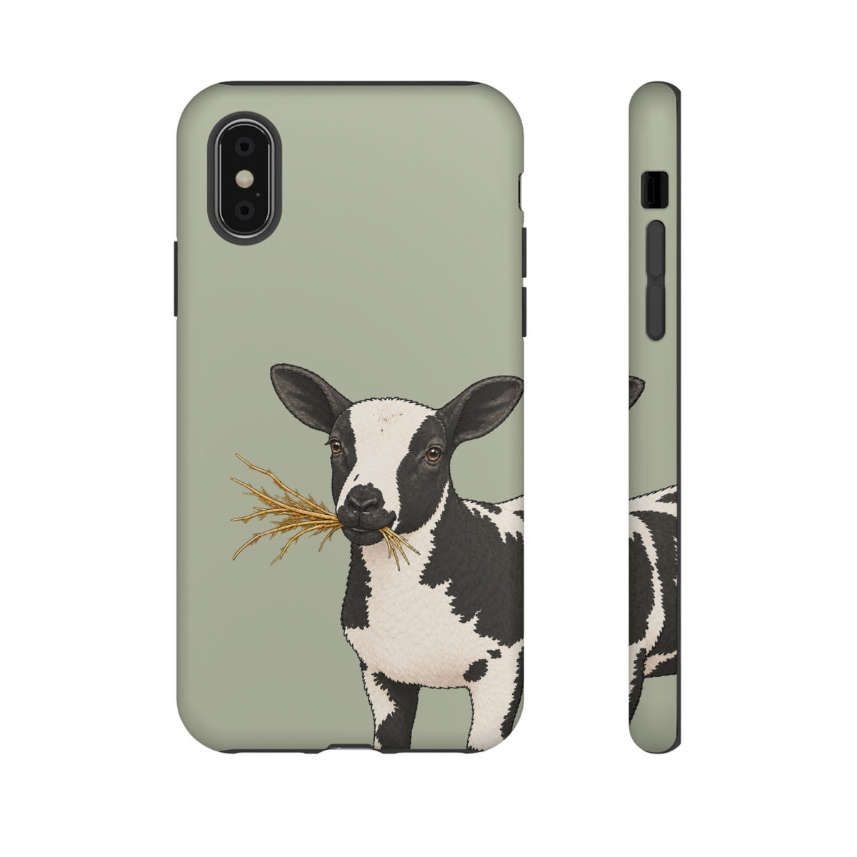 Dutch Spotted Sheep phone case in Light Sage by Muddy Lane Co, photo 4
