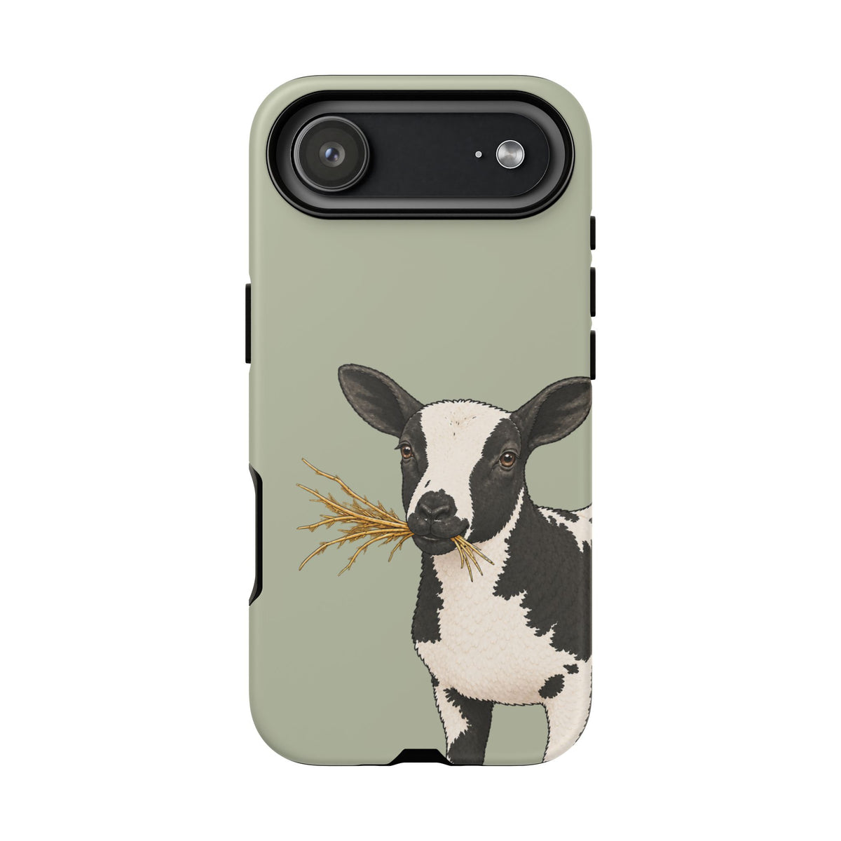 Dutch Spotted Sheep Close-Up Tough Phone Case in Light Sage Matte