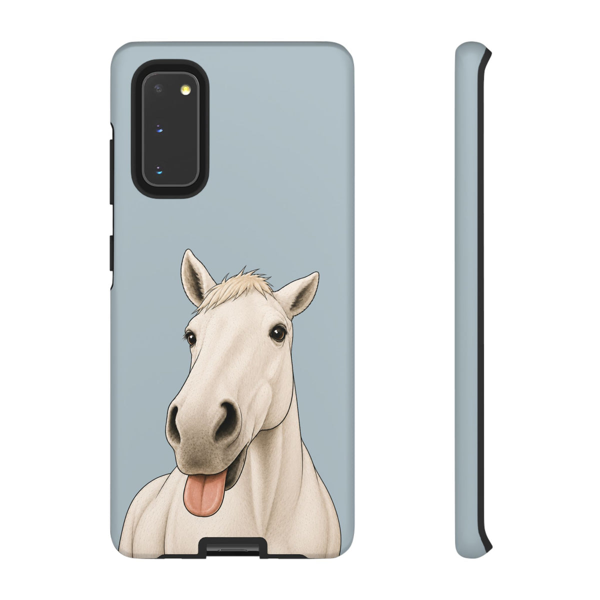 Silly White Horse Tough Phone Case in Dusty Blue Matte