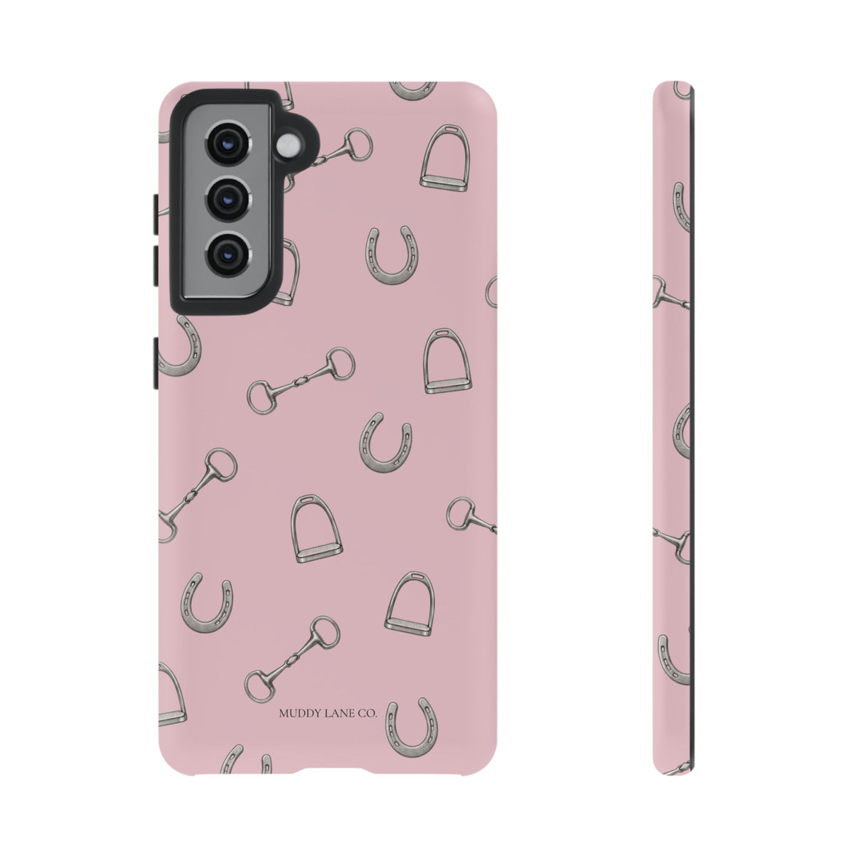 Tack Room Pattern Tough Phone Case in Soft Rosette Pink Matte