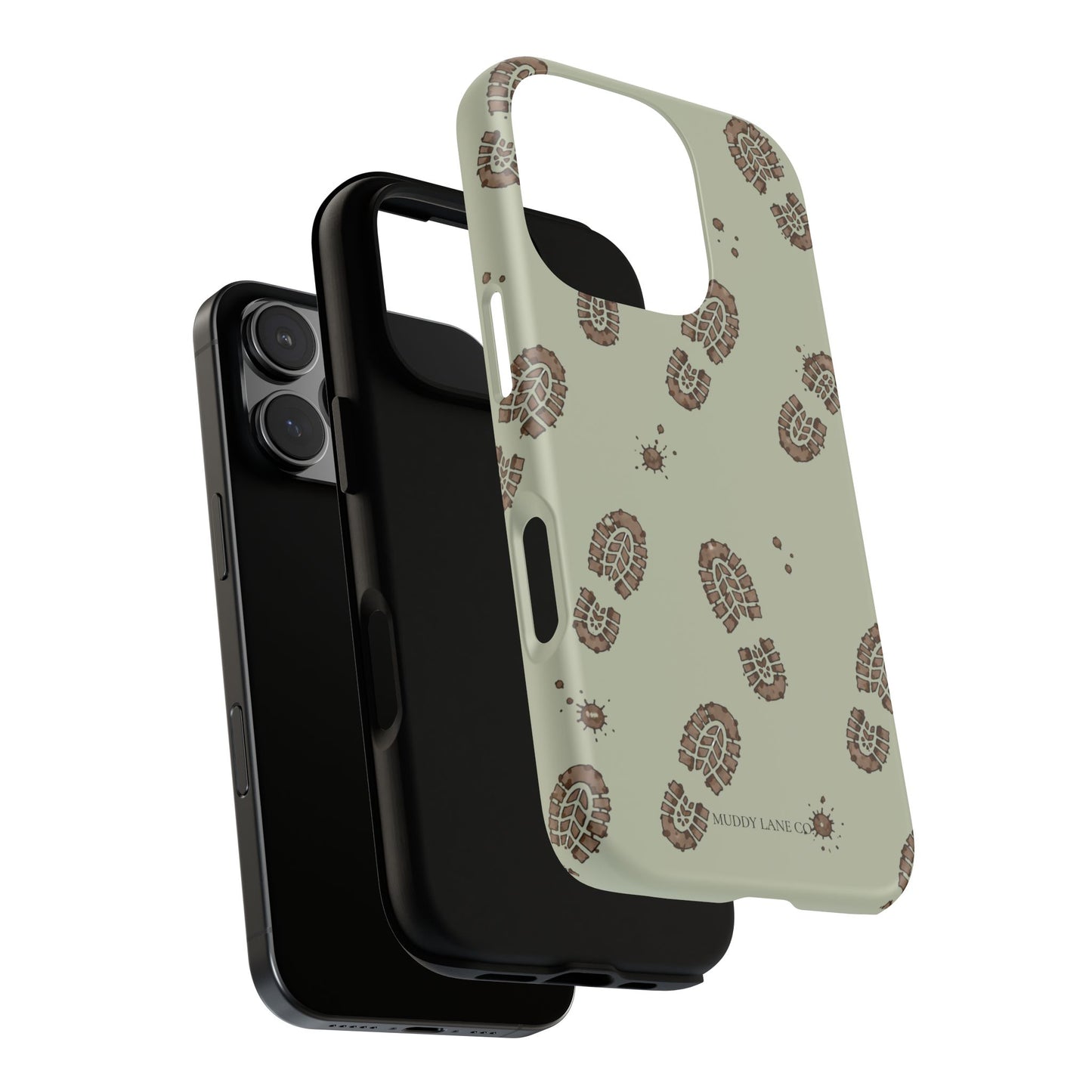 Muddy Boot Print Tough Phone Case in Light Sage Matte