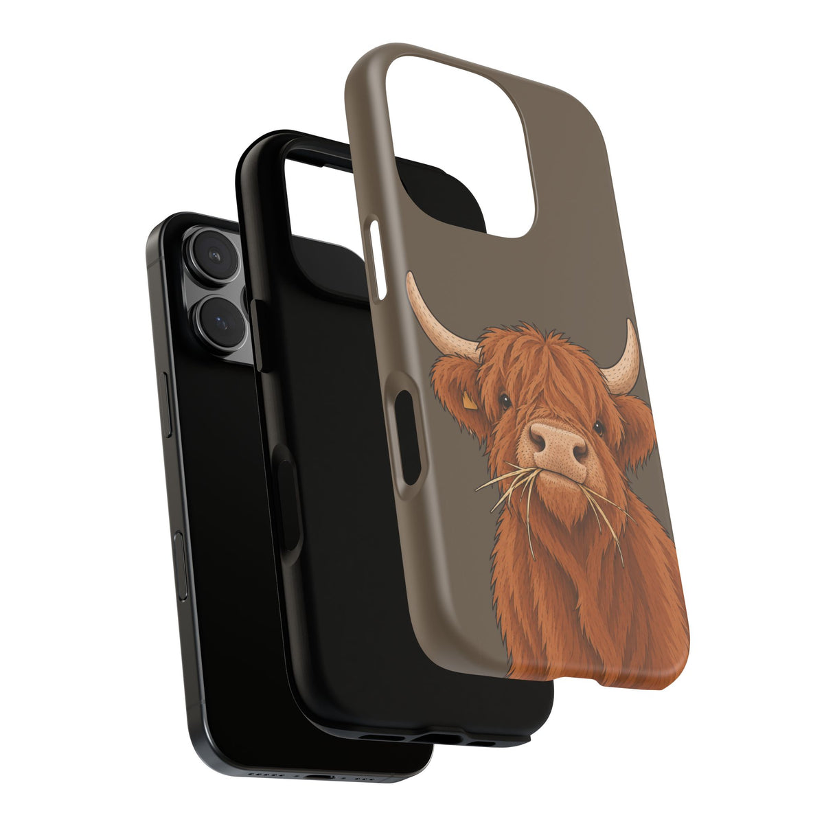 Highland Cow Close-Up Tough Phone Case in Taupe Brown Matte