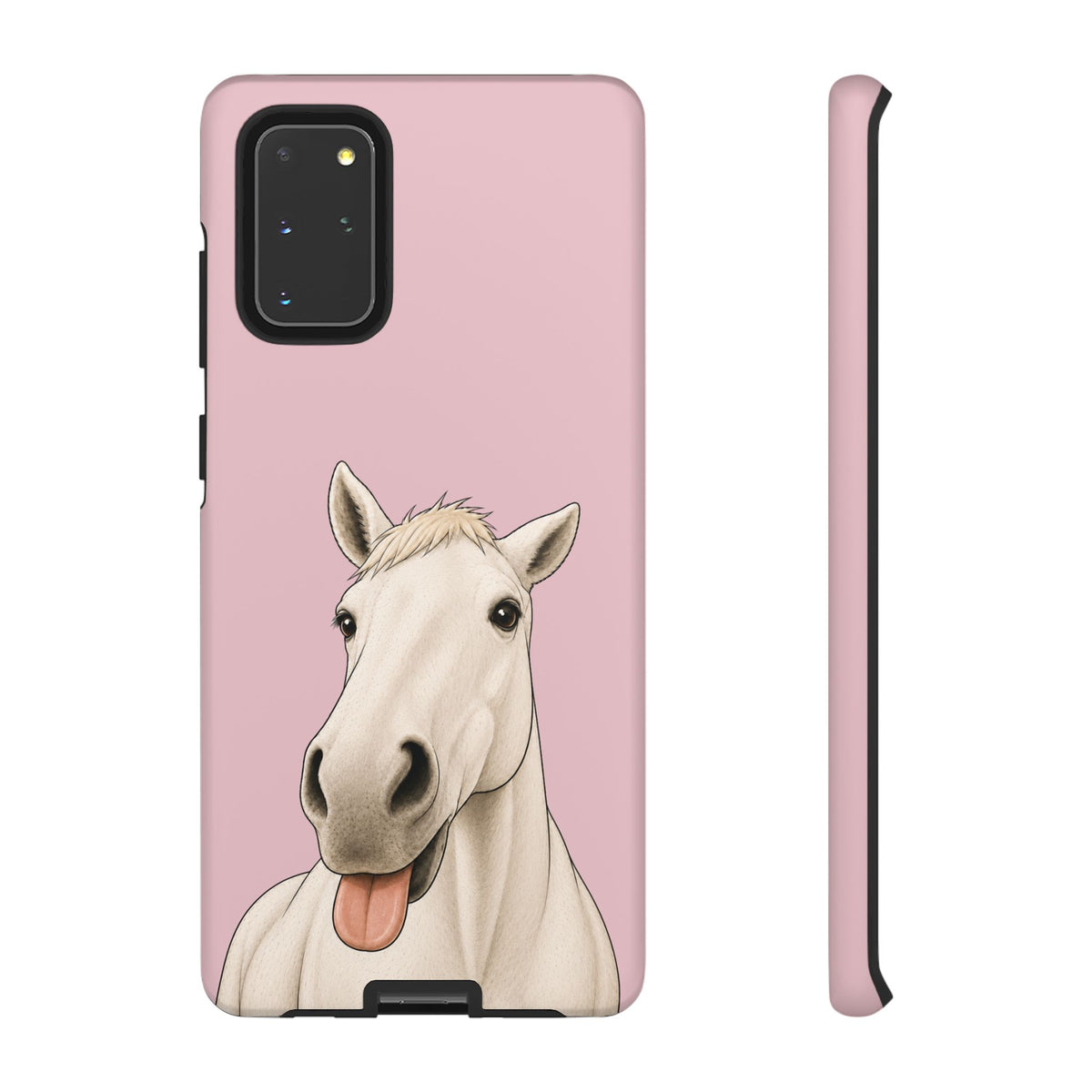 Silly White Horse Tough Phone Case in Soft Rosette Pink Matte