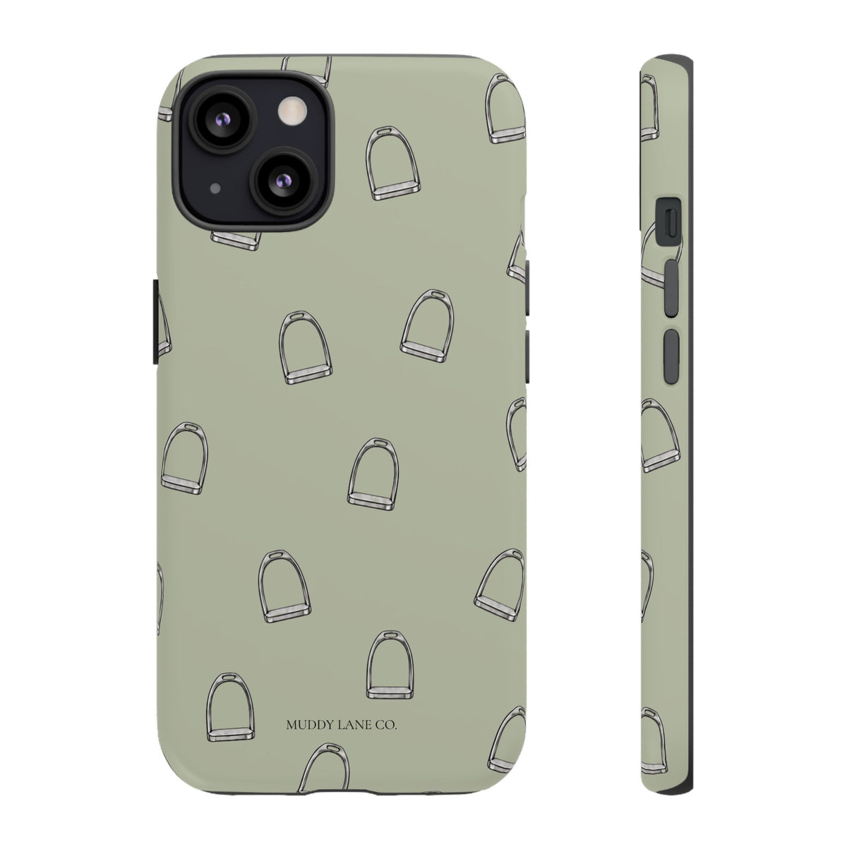 Stirrup Pattern Tough Phone Case in Light Sage Matte