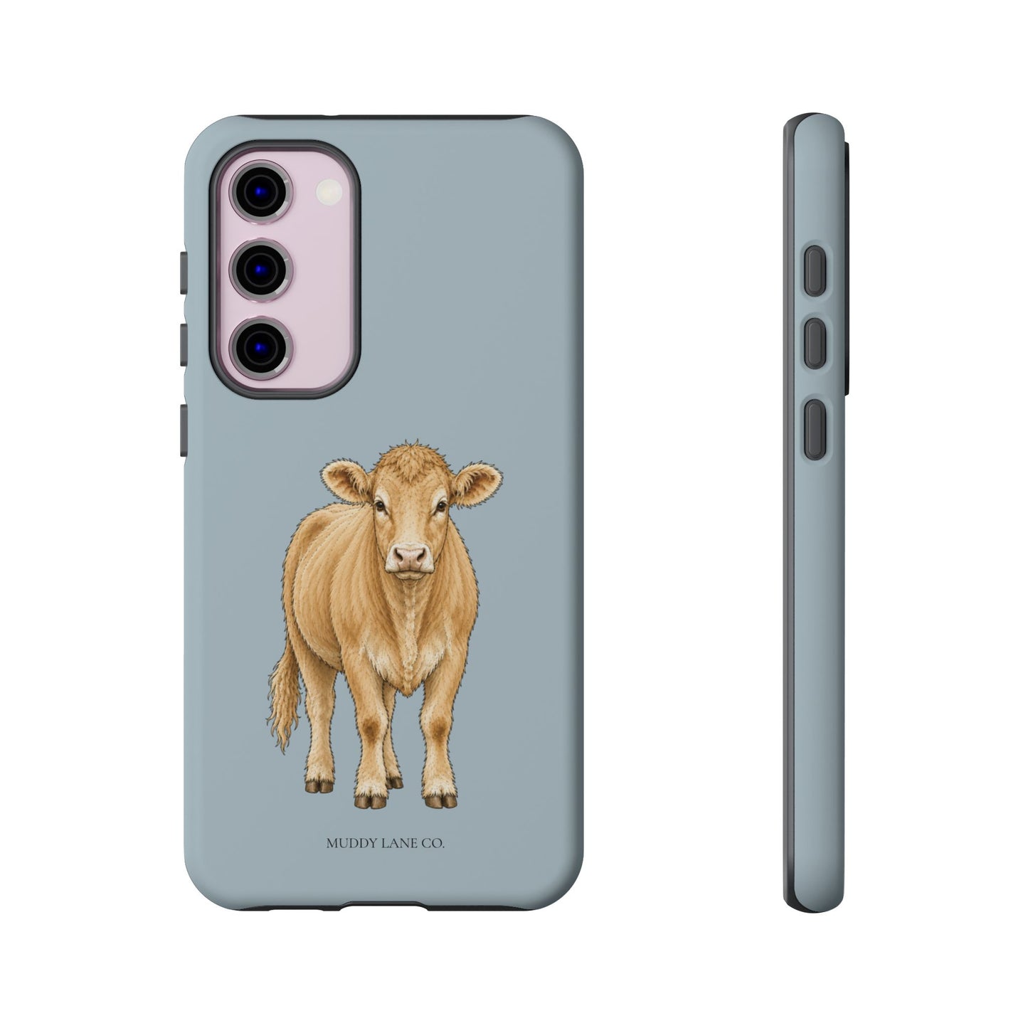 Farm Cow Tough Phone Case in Dusty Blue Matte