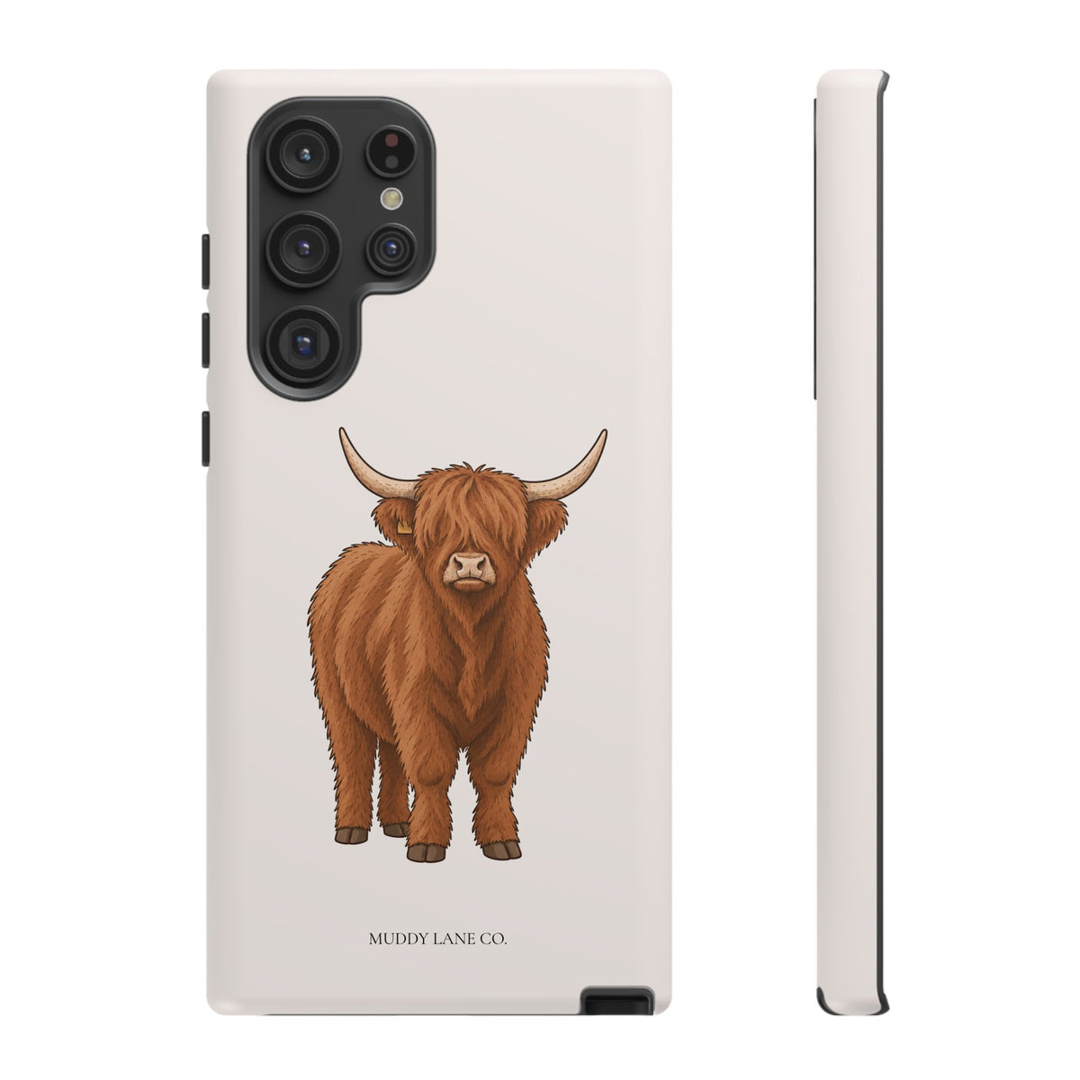 Highland Cow Tough Phone Case in Warm Cream Matte