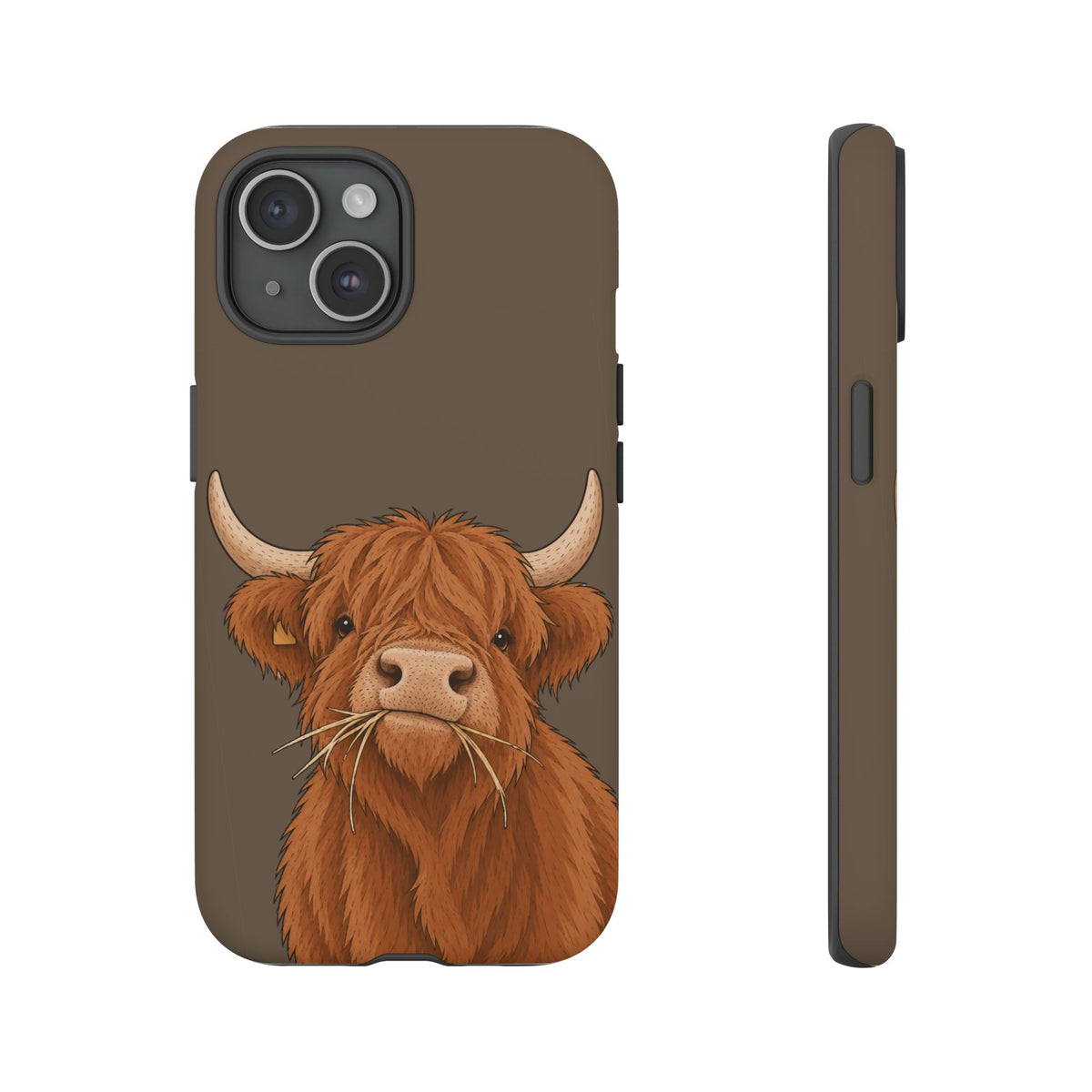 Highland Cow Close-Up Tough Phone Case in Taupe Brown Matte