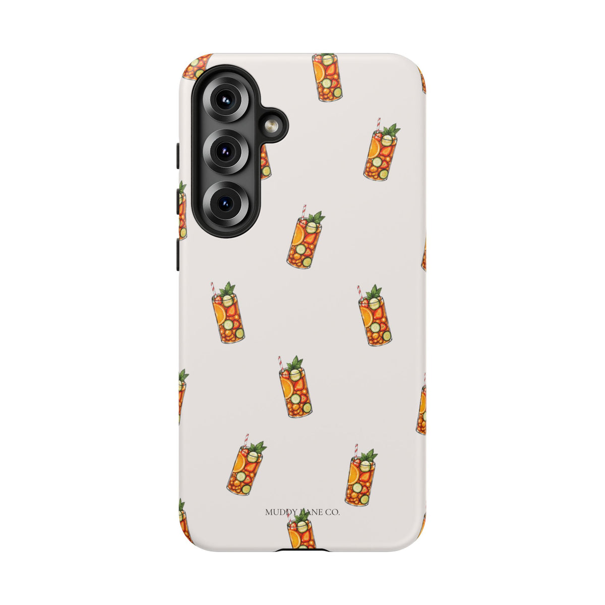 Summer Drink Pattern Tough Phone Case in Warm Cream Matte