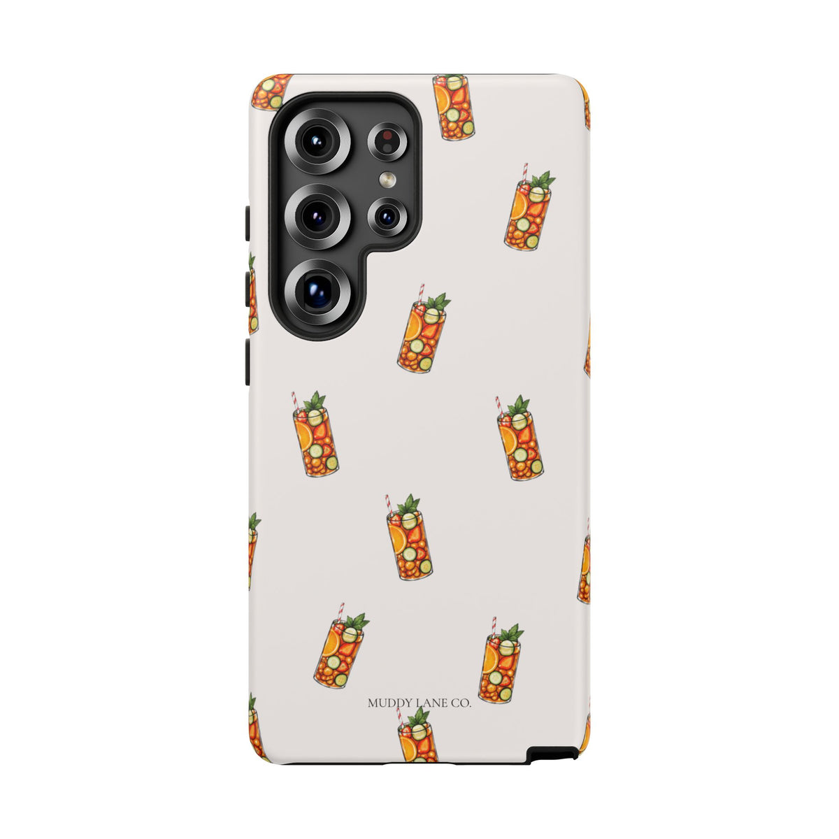 Summer Drink Pattern Tough Phone Case in Warm Cream Matte