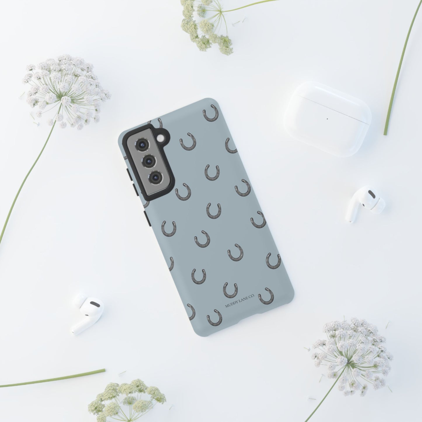 Horseshoe Pattern Tough Phone Case in Dusty Blue Matte