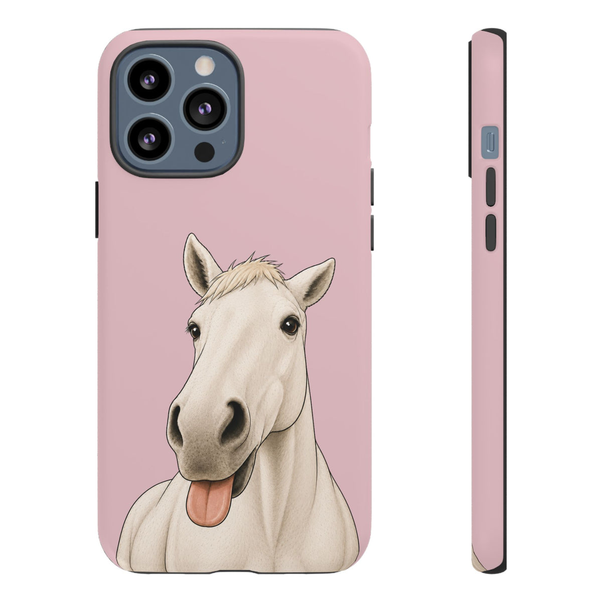 Silly White Horse Tough Phone Case in Soft Rosette Pink Matte