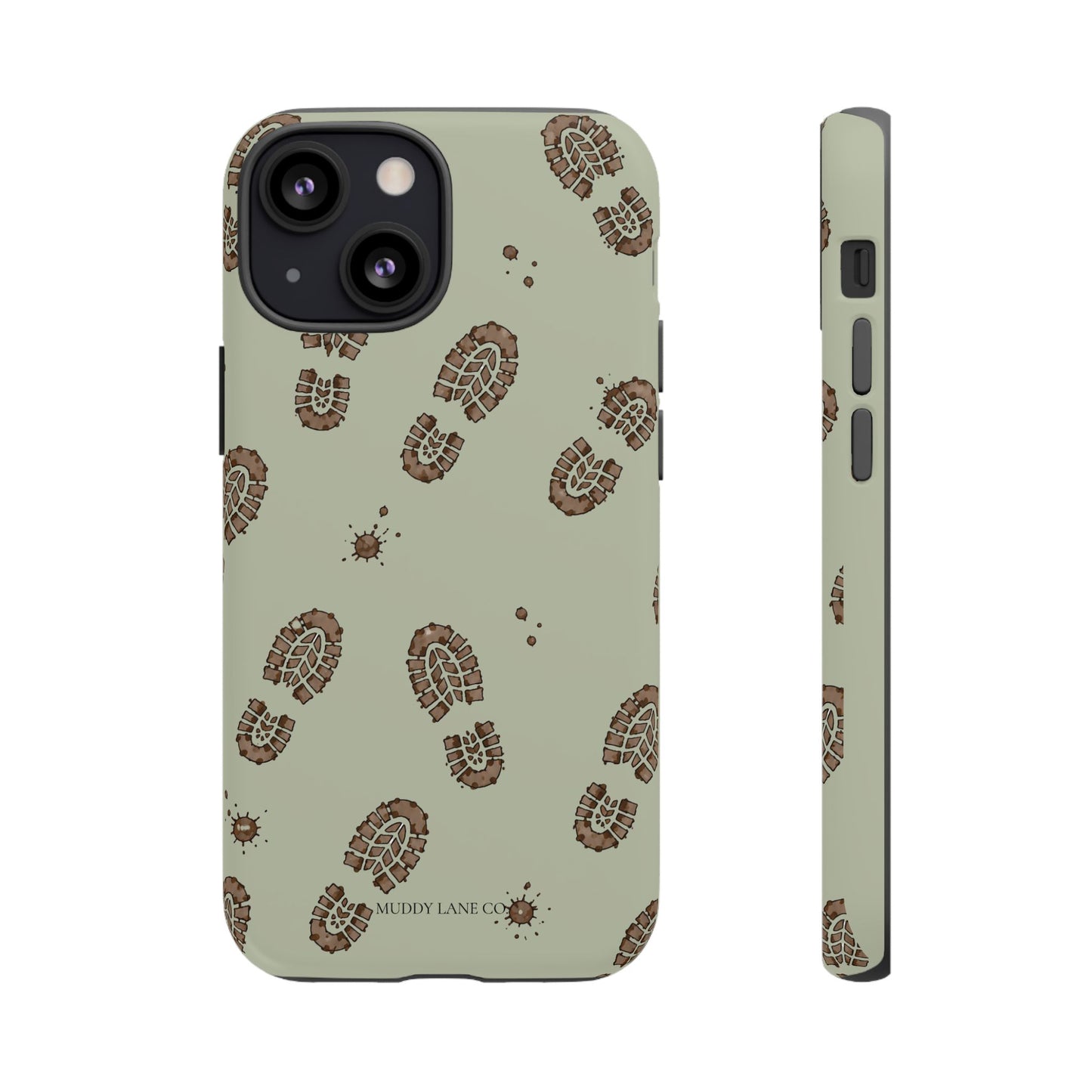Muddy Boot Print Tough Phone Case in Light Sage Matte