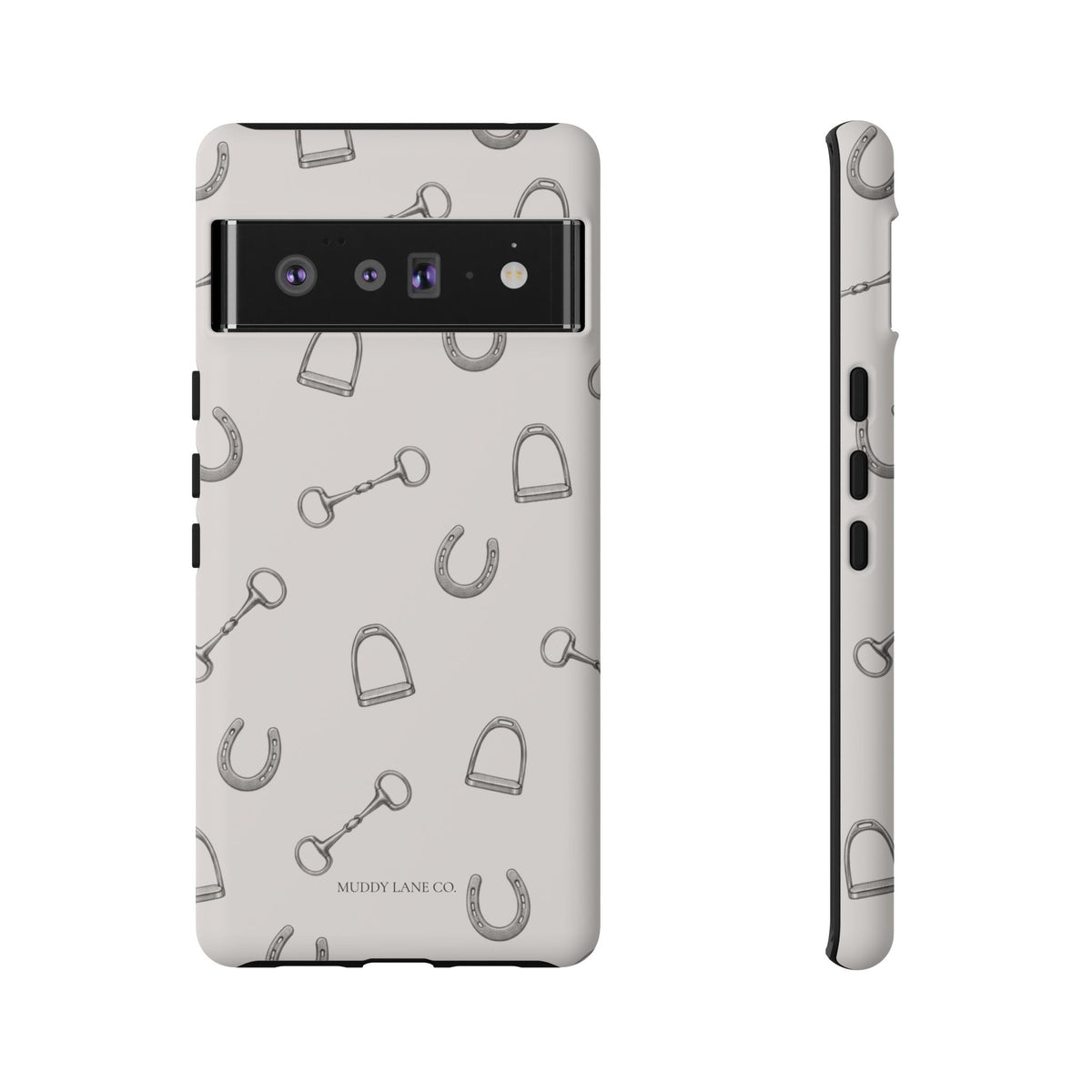 Tack Room Pattern Tough Phone Case in Warm Cream Matte