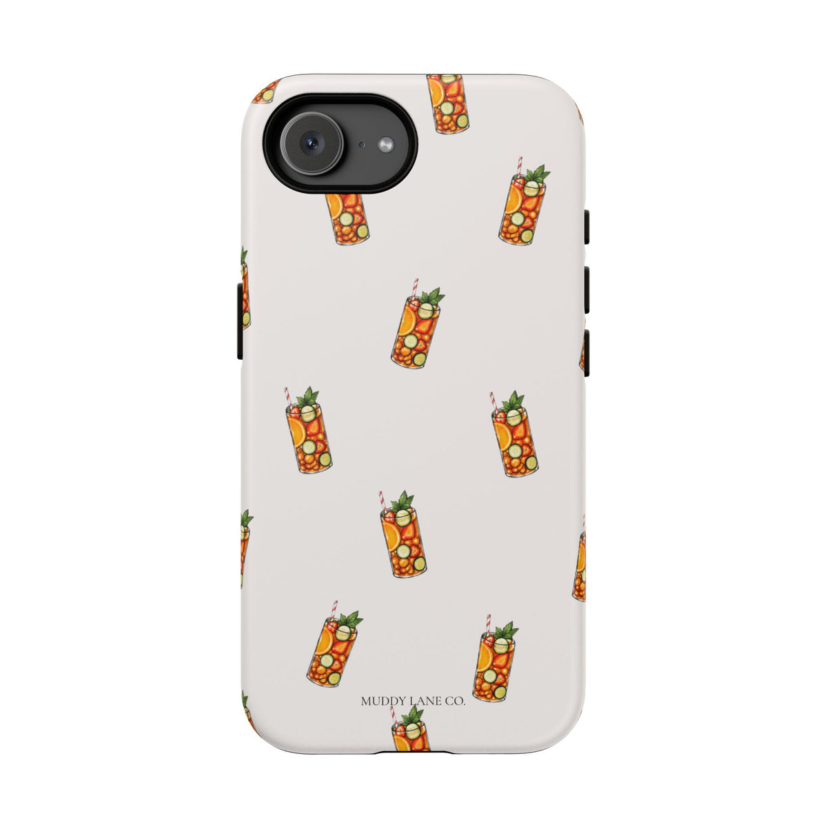 Summer Drink Pattern Tough Phone Case in Warm Cream Matte