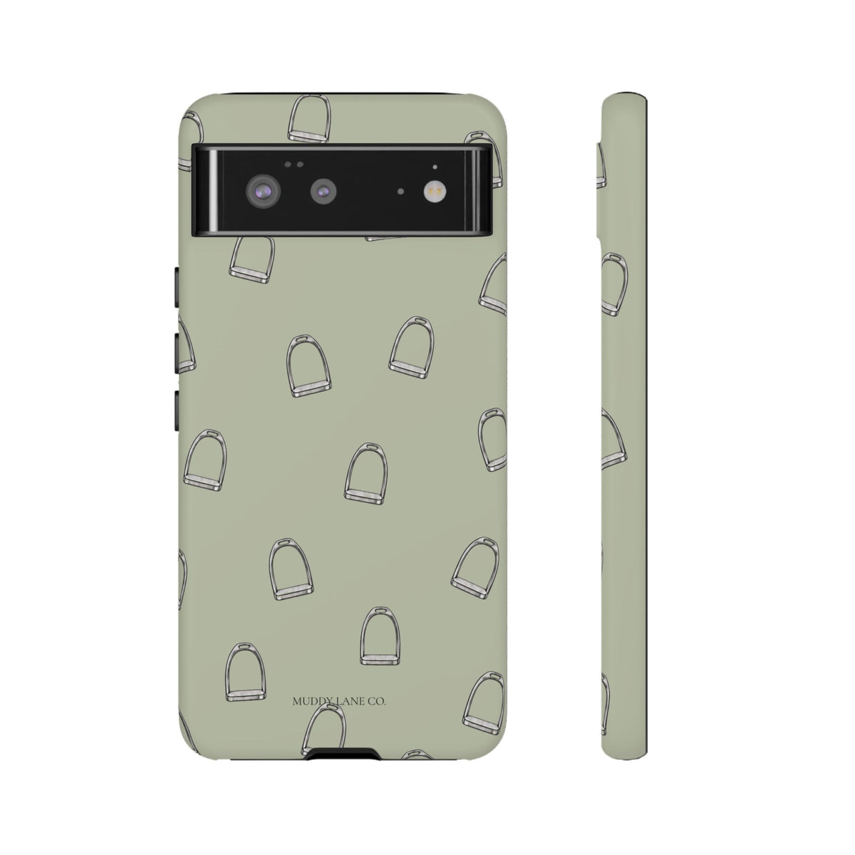 Stirrup Pattern Tough Phone Case in Light Sage Matte