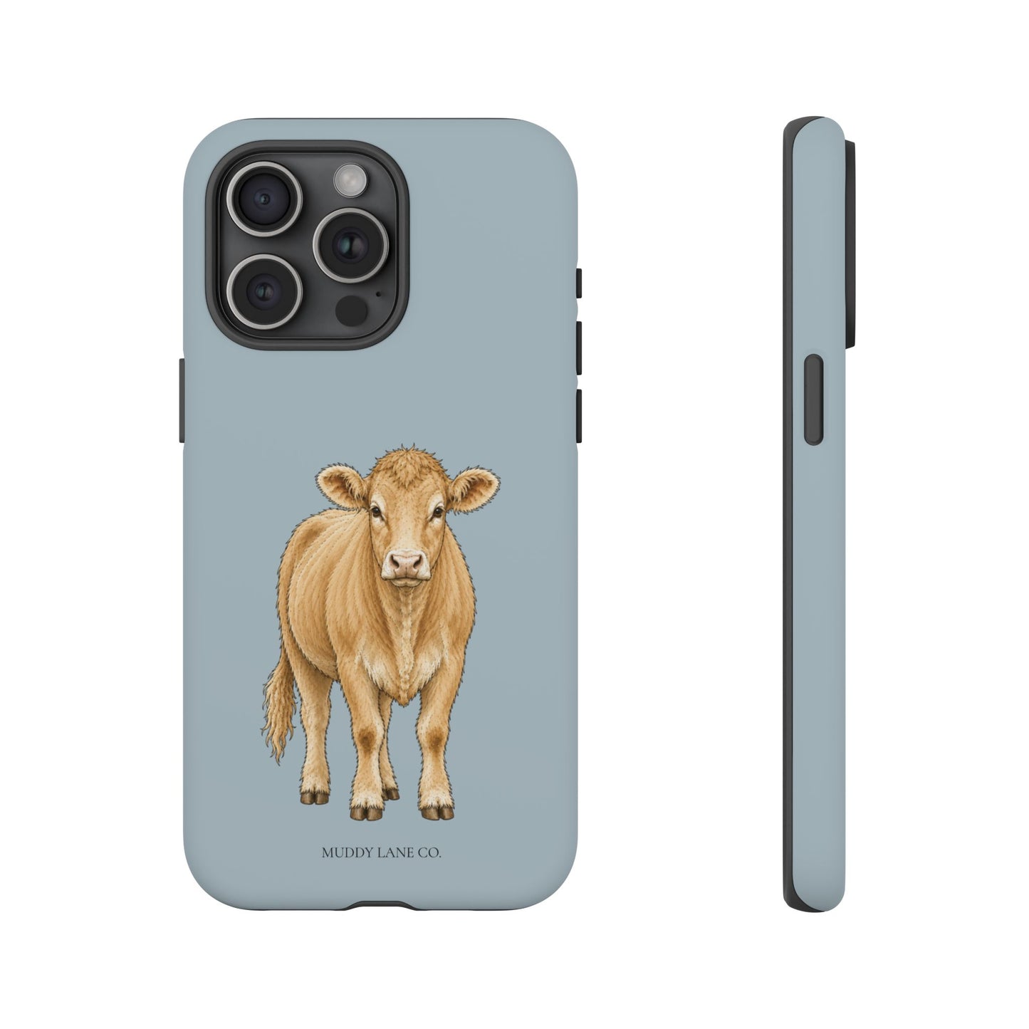 Farm Cow Tough Phone Case in Dusty Blue Matte