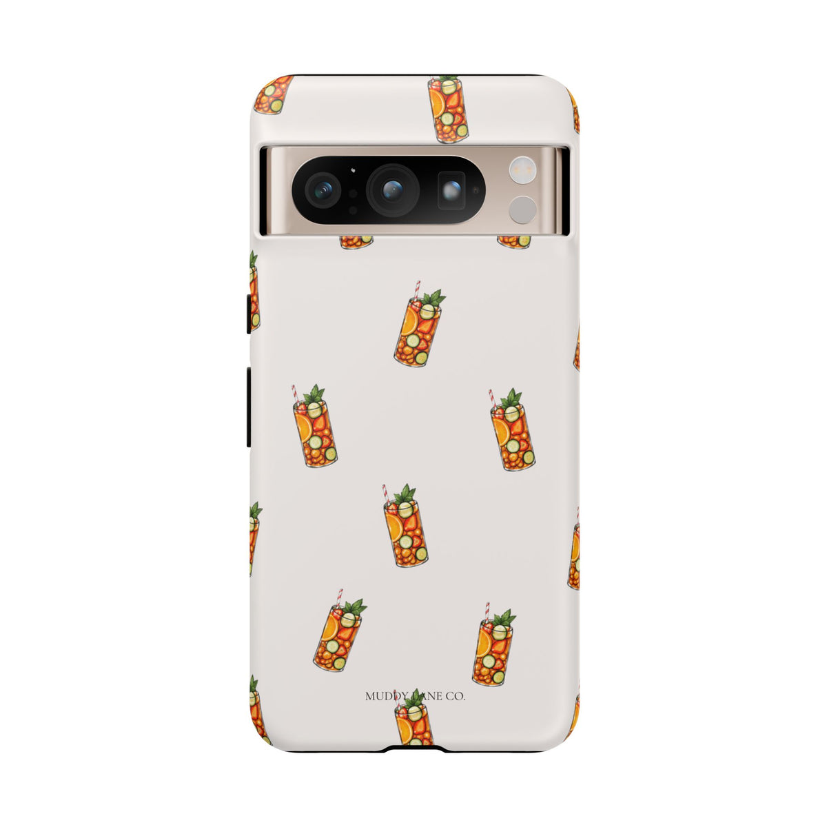 Summer Drink Pattern Tough Phone Case in Warm Cream Matte