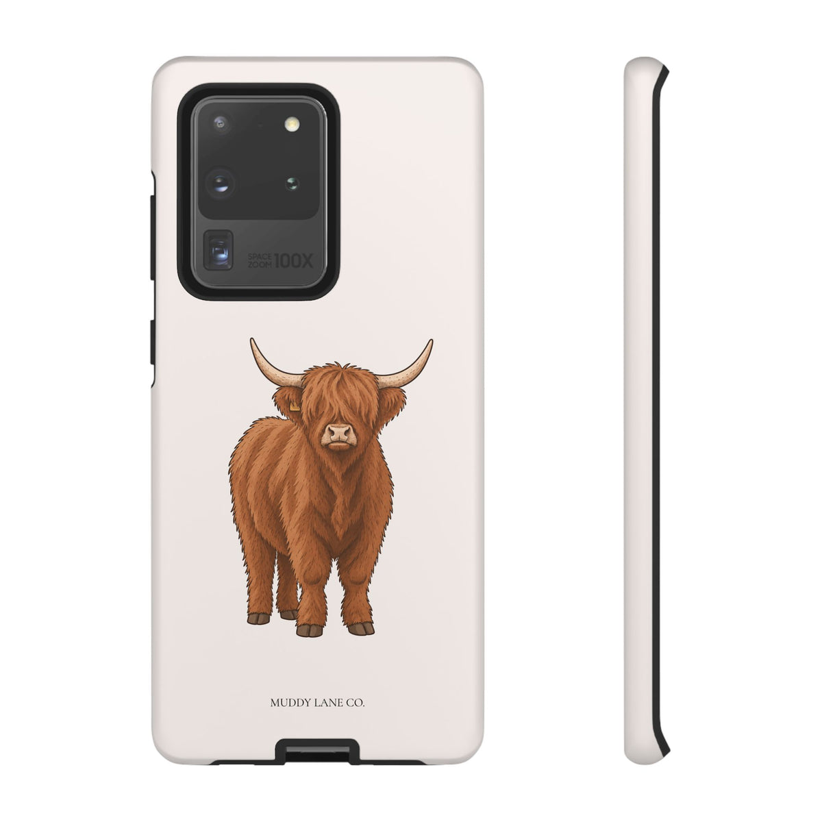 Highland Cow Tough Phone Case in Warm Cream Matte