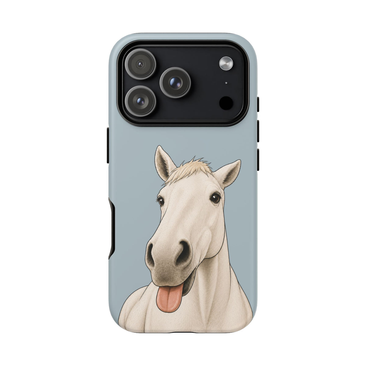 Silly White Horse Tough Phone Case in Dusty Blue Matte