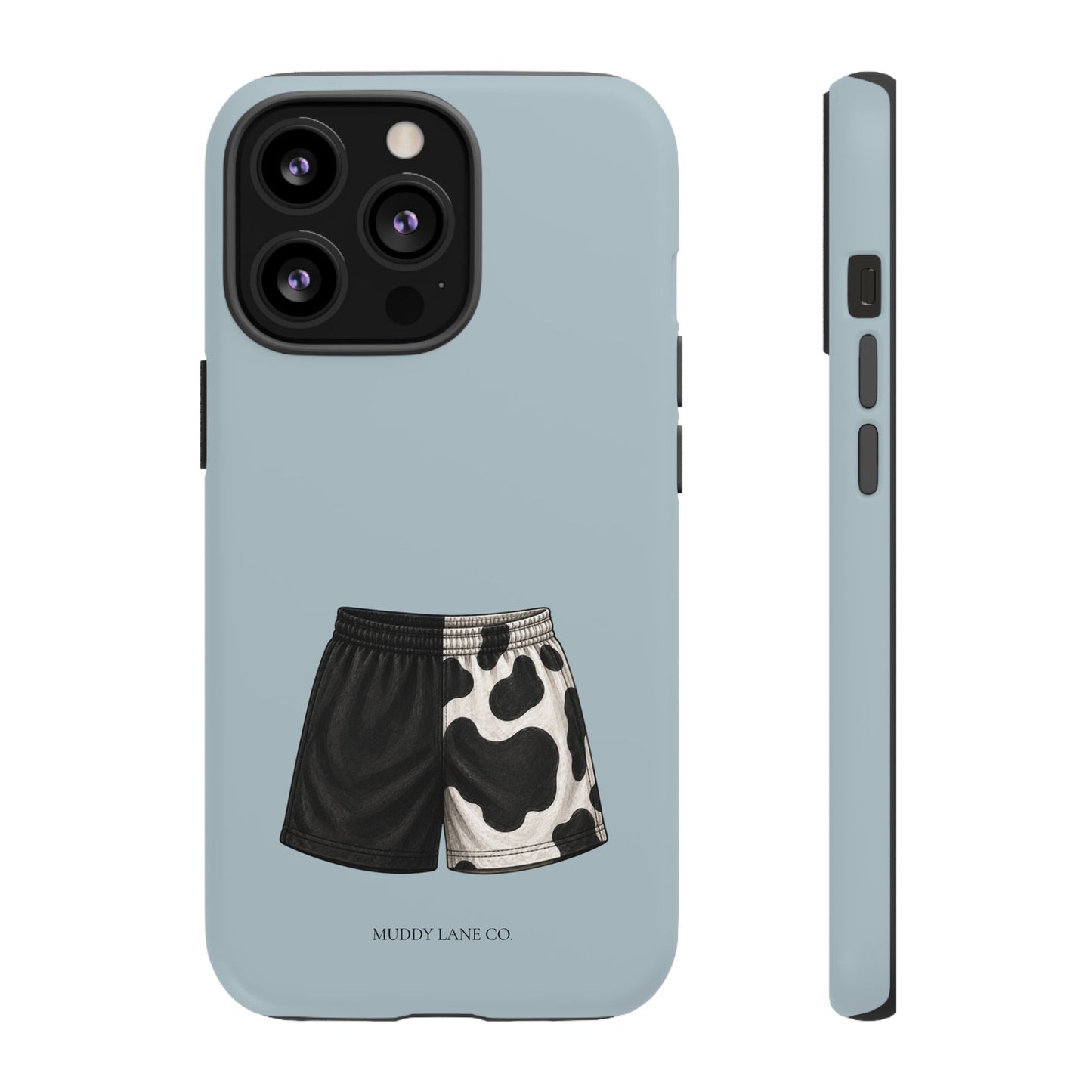 Cow Print Shorts Tough Phone Case in Dusty Blue Matte