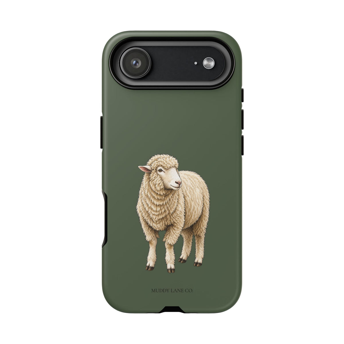 Sheep Tough Phone Case in Forest Green Matte