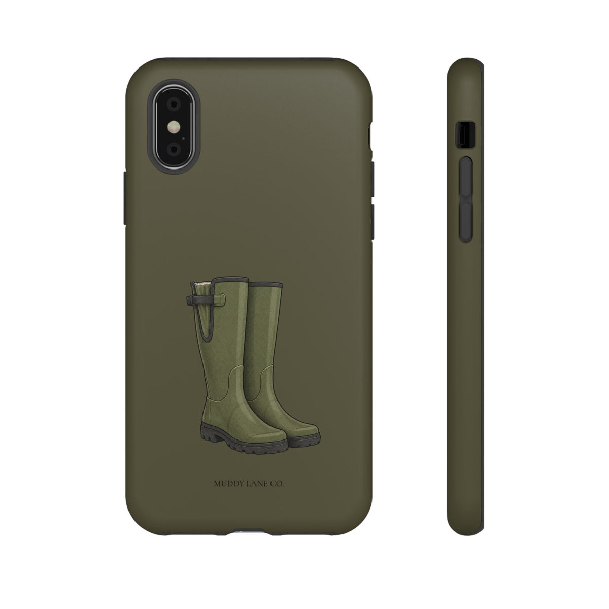Wellies phone case in Muddy Green by Muddy Lane Co, photo 4