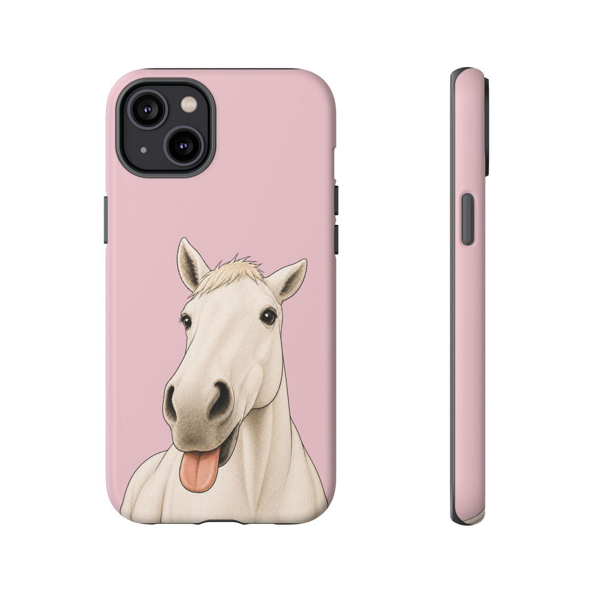 Silly White Horse Tough Phone Case in Soft Rosette Pink Matte