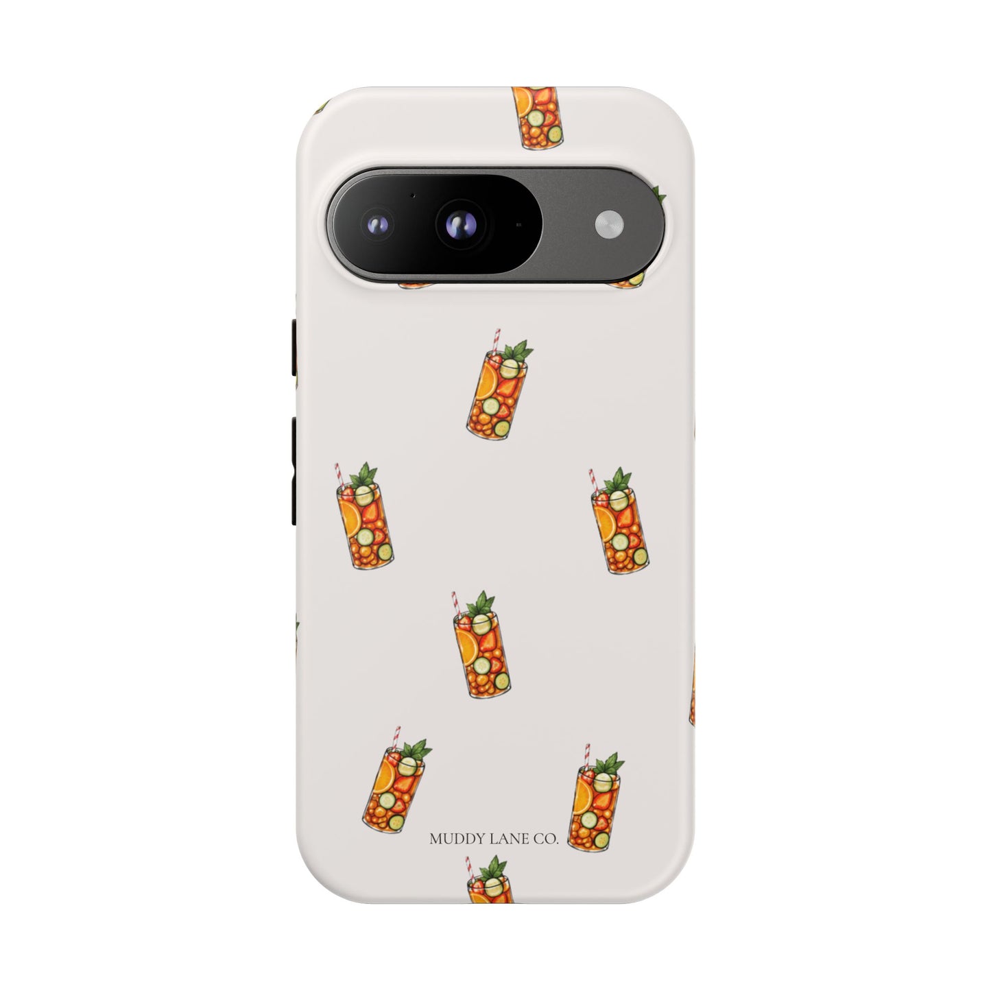 Summer Drink Pattern Tough Phone Case in Warm Cream Matte