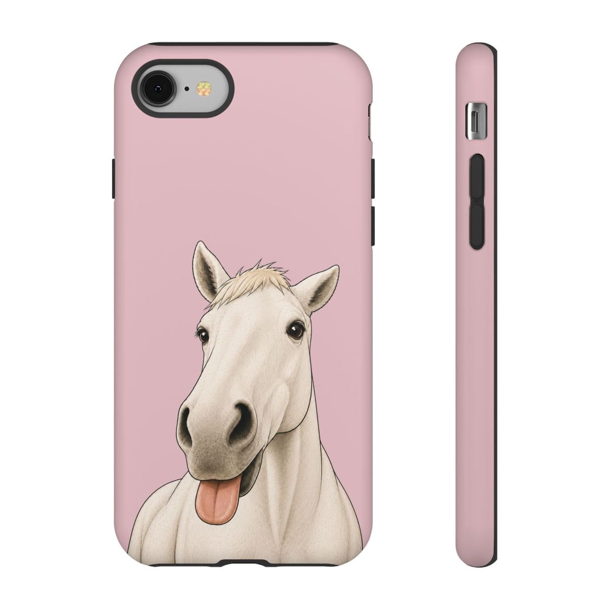 Silly White Horse phone case in Soft Rosette Pink by Muddy Lane Co, photo 2