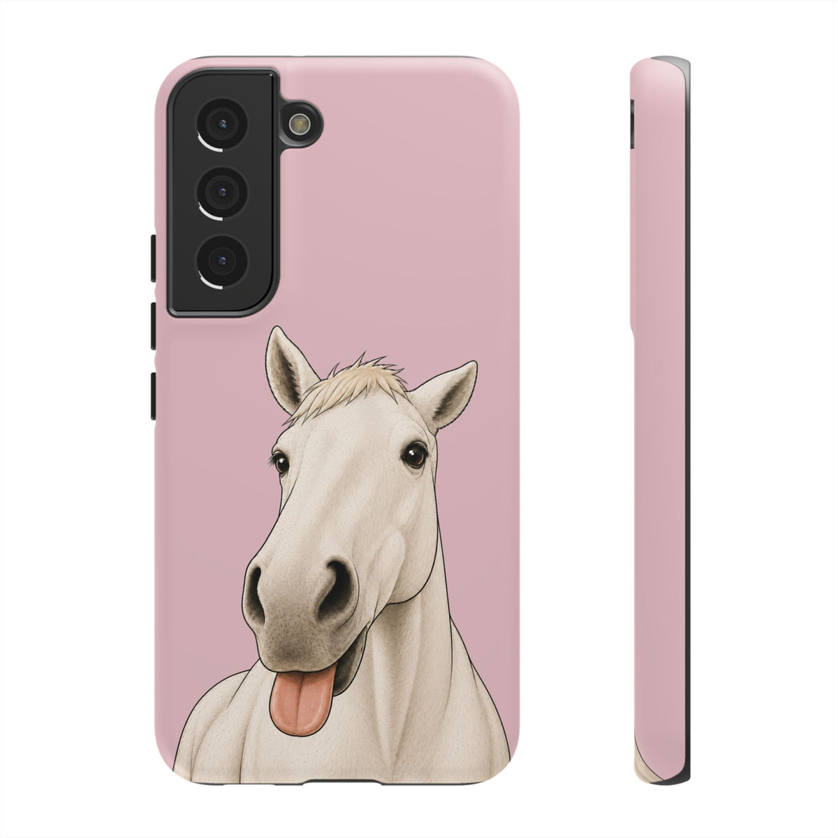 Silly White Horse Tough Phone Case in Soft Rosette Pink Matte