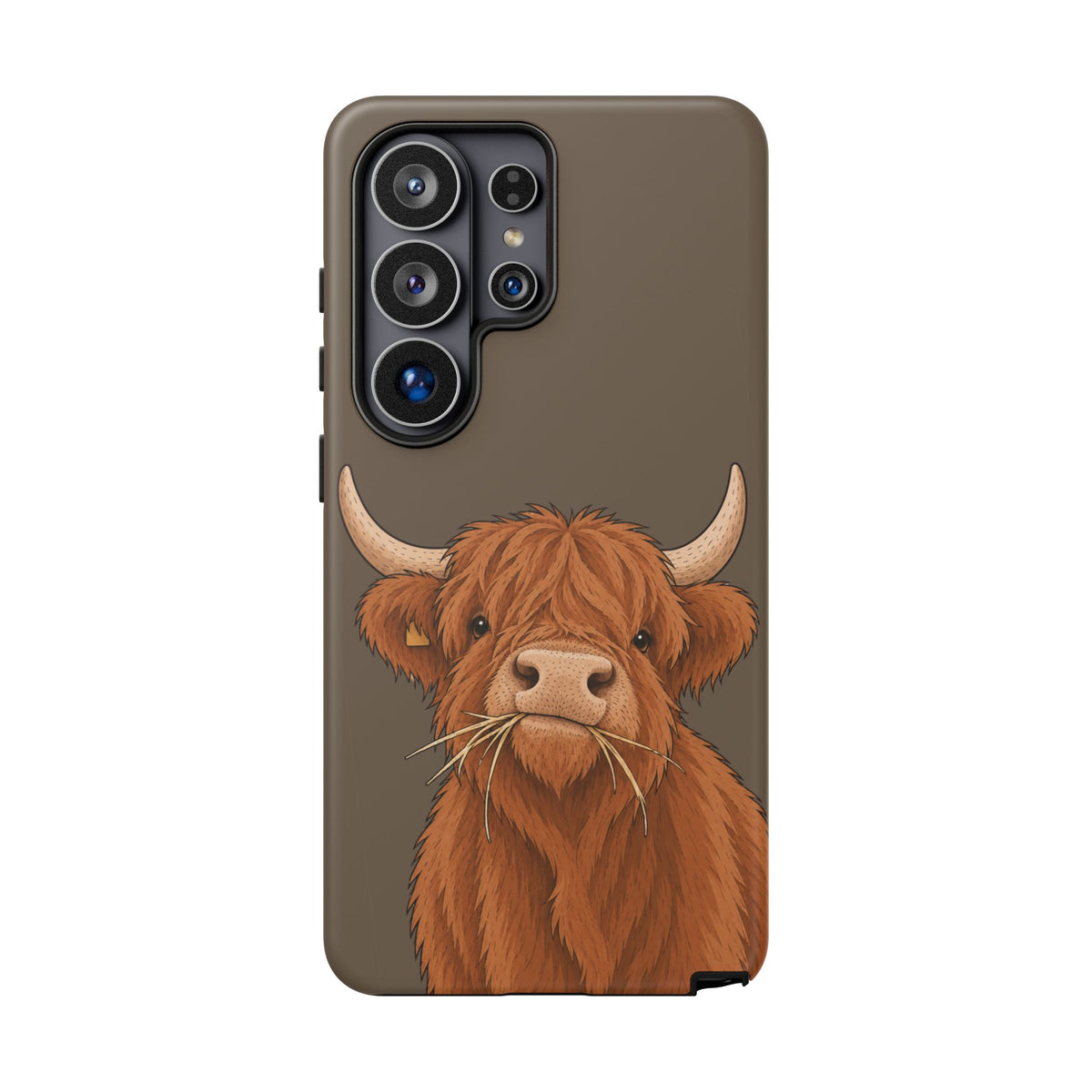 Highland Cow Close-Up Tough Phone Case in Taupe Brown Matte