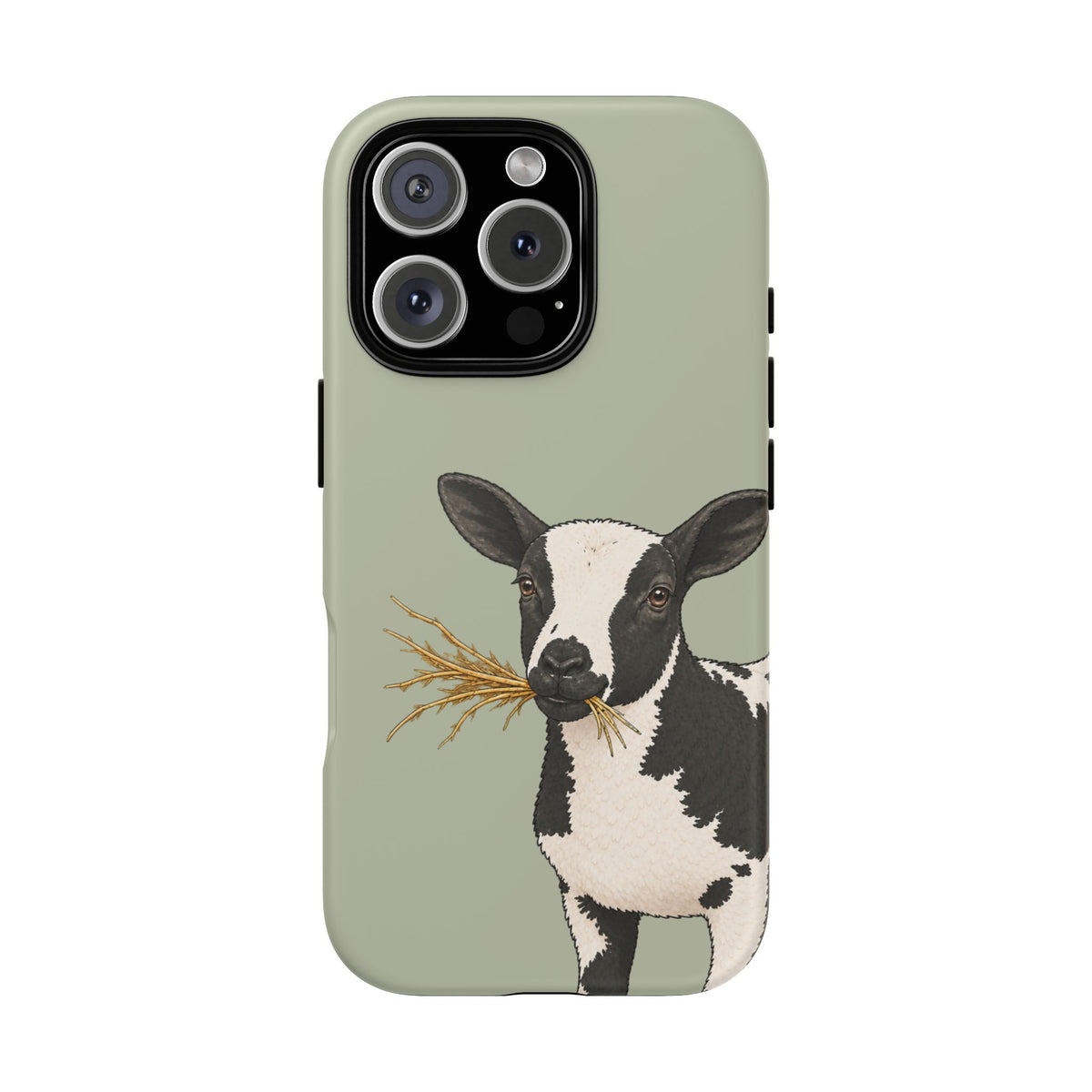 Dutch Spotted Sheep tough phone case in Light Sage, matte finish, original Muddy Lane Co. artwork