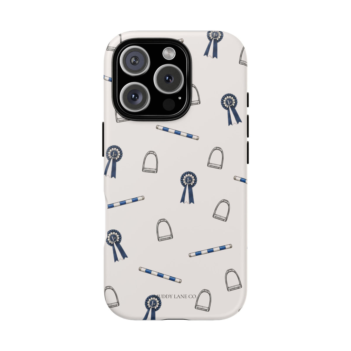 Show Day Horse tough phone case in Warm Cream, matte finish, original Muddy Lane Co. artwork