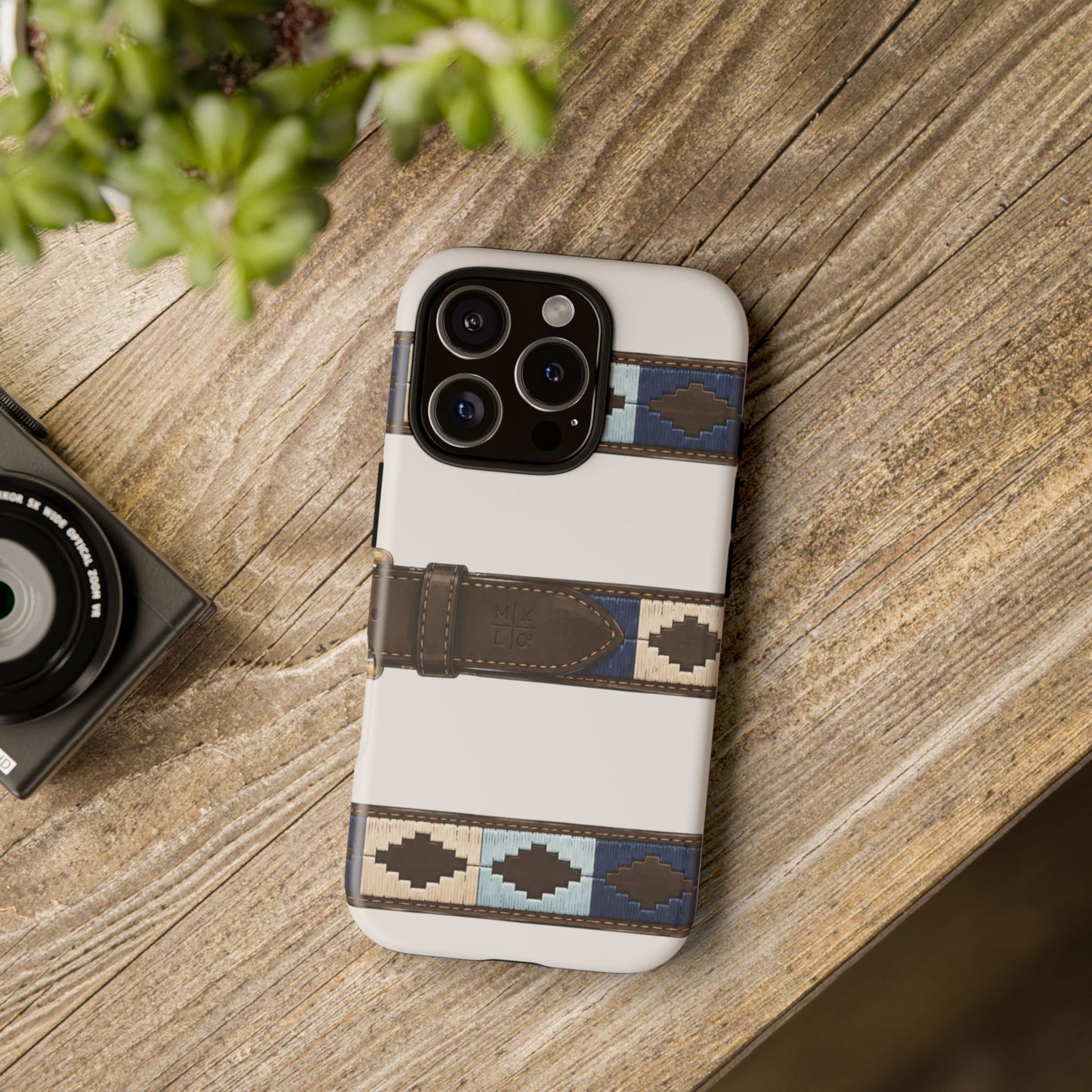 Country Belt Pattern Tough Phone Case in Warm Cream Matte