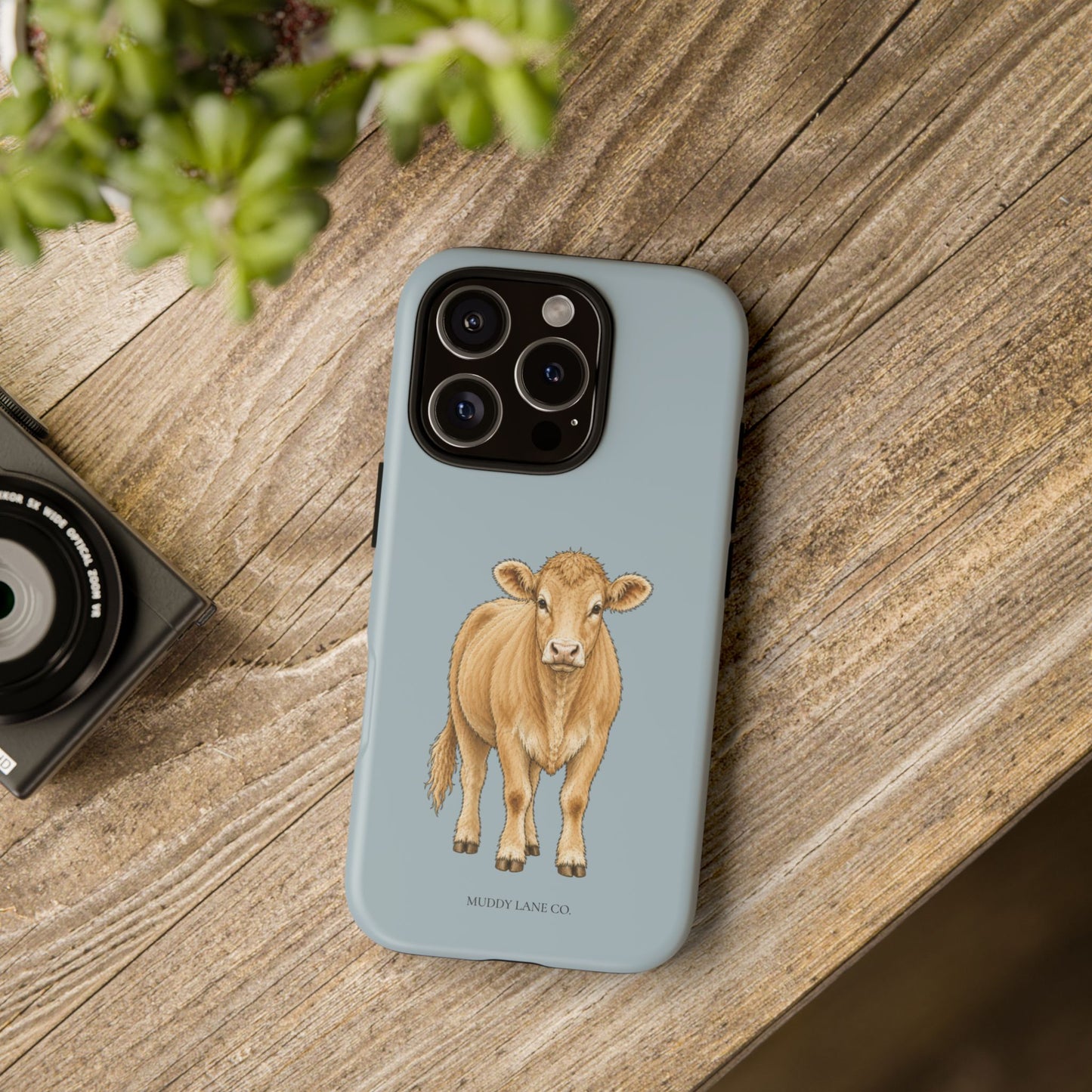 Farm Cow Tough Phone Case in Dusty Blue Matte