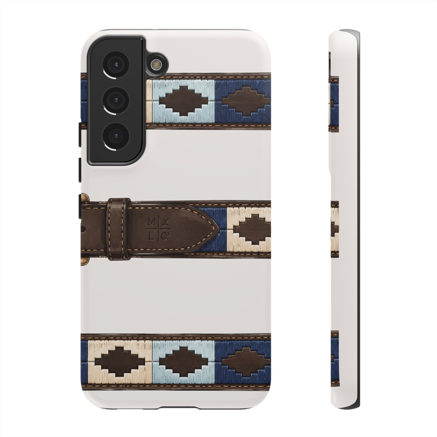 Country Belt Pattern Tough Phone Case in Warm Cream Matte