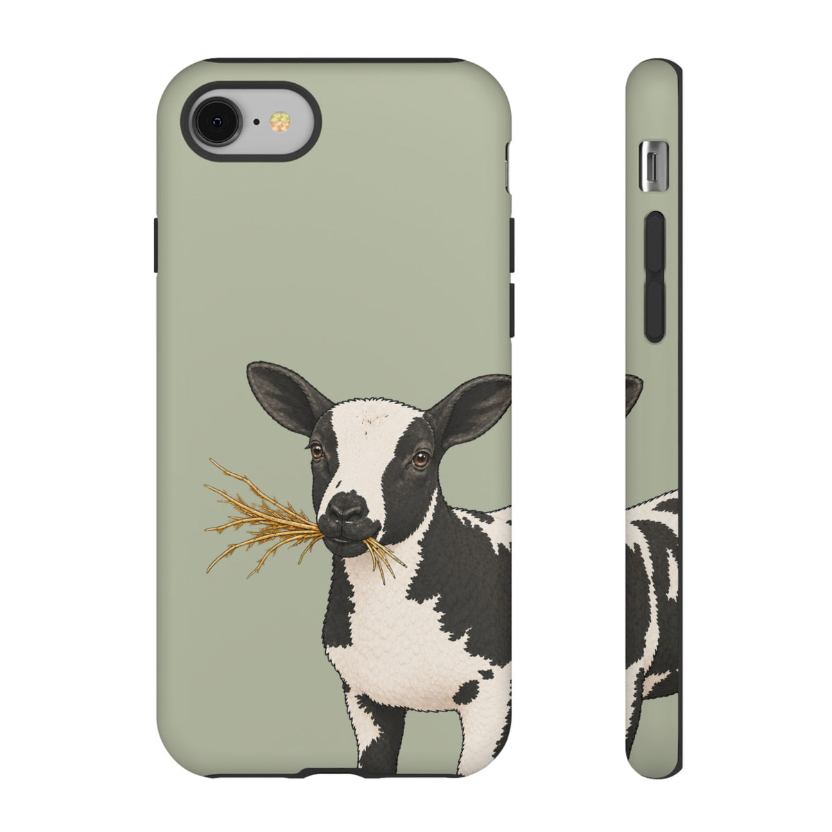 Dutch Spotted Sheep phone case in Light Sage by Muddy Lane Co, photo 2