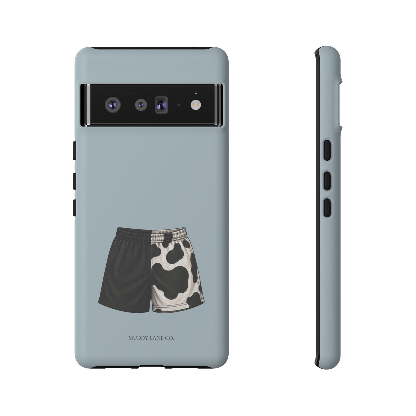 Cow Print Shorts Tough Phone Case in Dusty Blue Matte