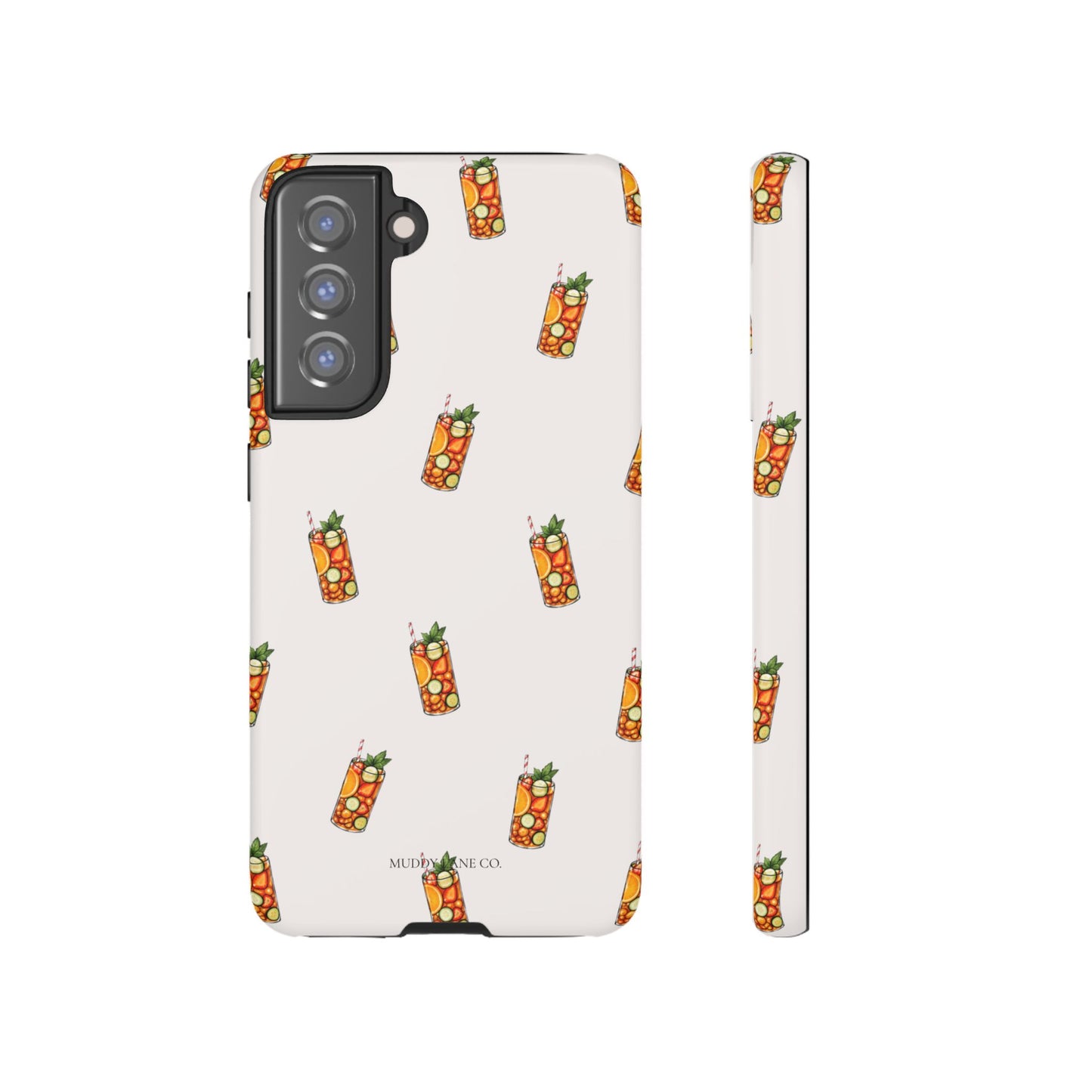 Summer Drink Pattern Tough Phone Case in Warm Cream Matte