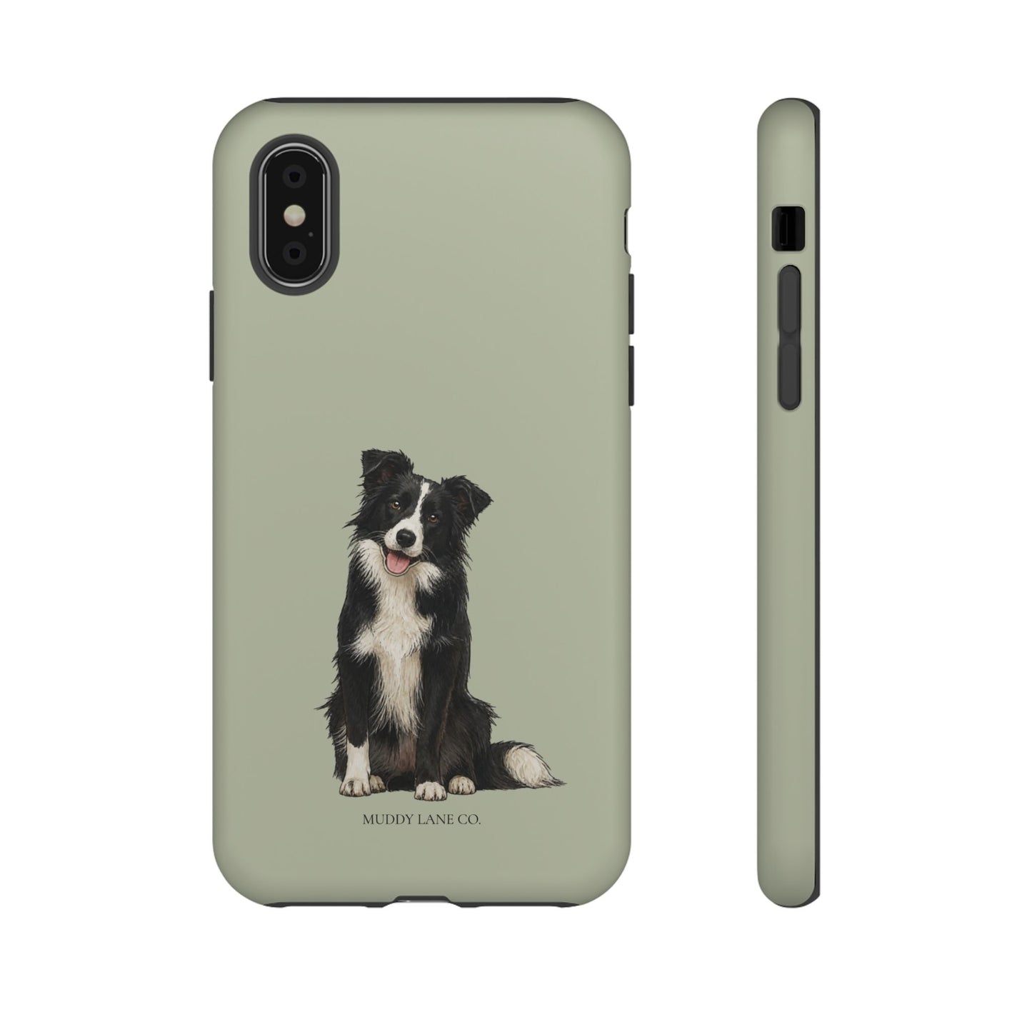 Border Collie Tough Phone Case in Light Sage Matte