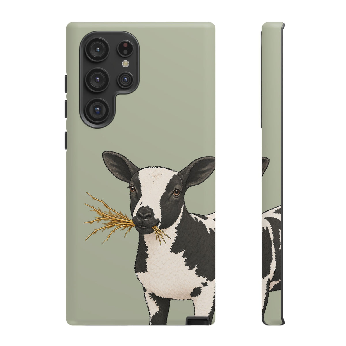 Dutch Spotted Sheep Close-Up Tough Phone Case in Light Sage Matte