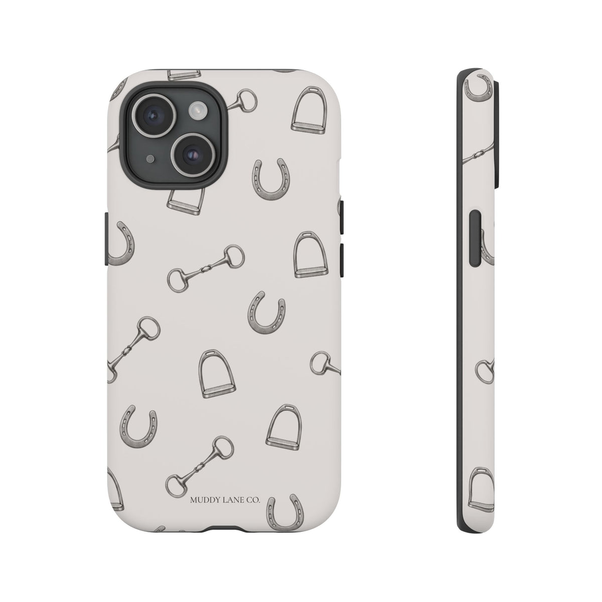 Tack Room Pattern Tough Phone Case in Warm Cream Matte
