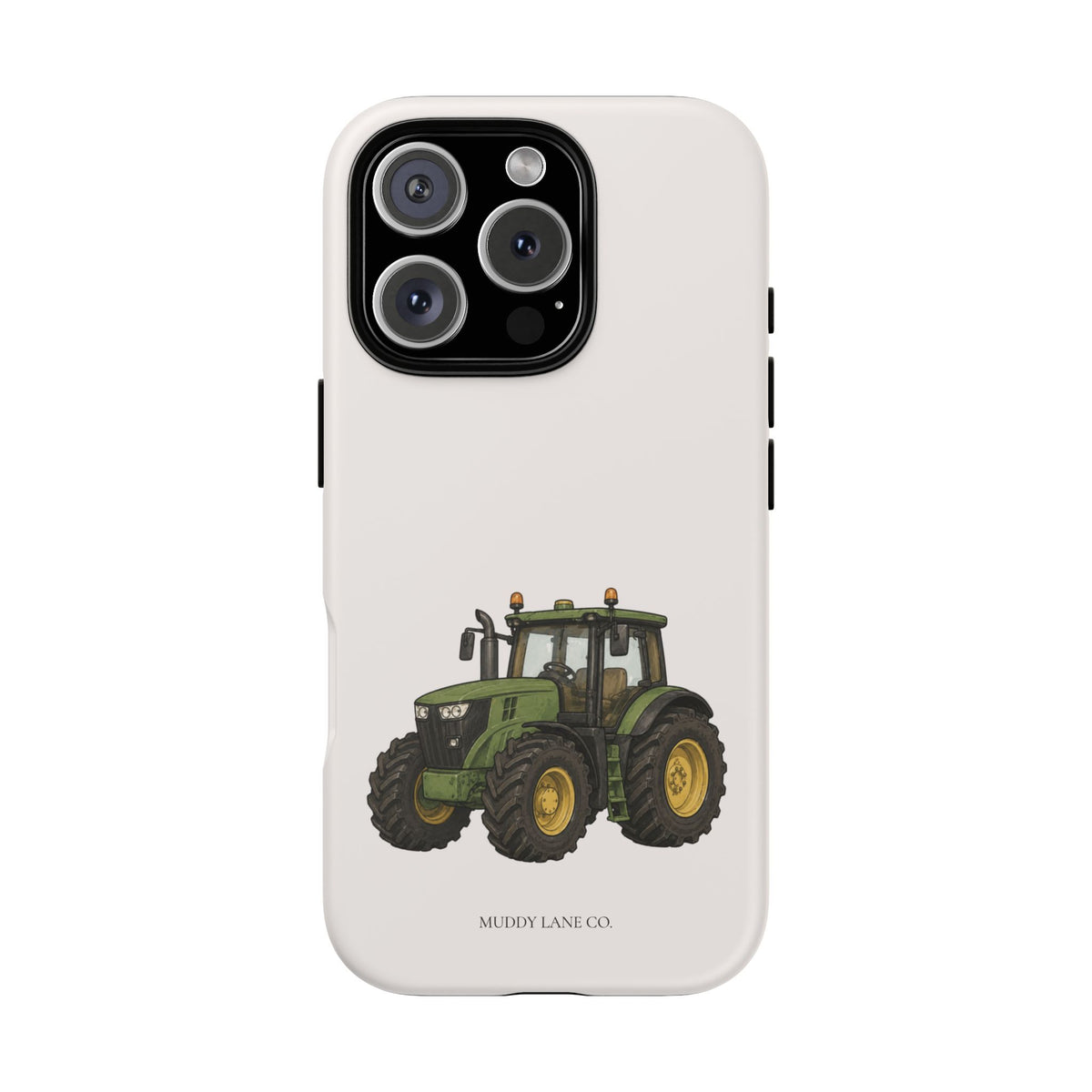 Tractor tough phone case in Warm Cream, matte finish, original Muddy Lane Co. artwork